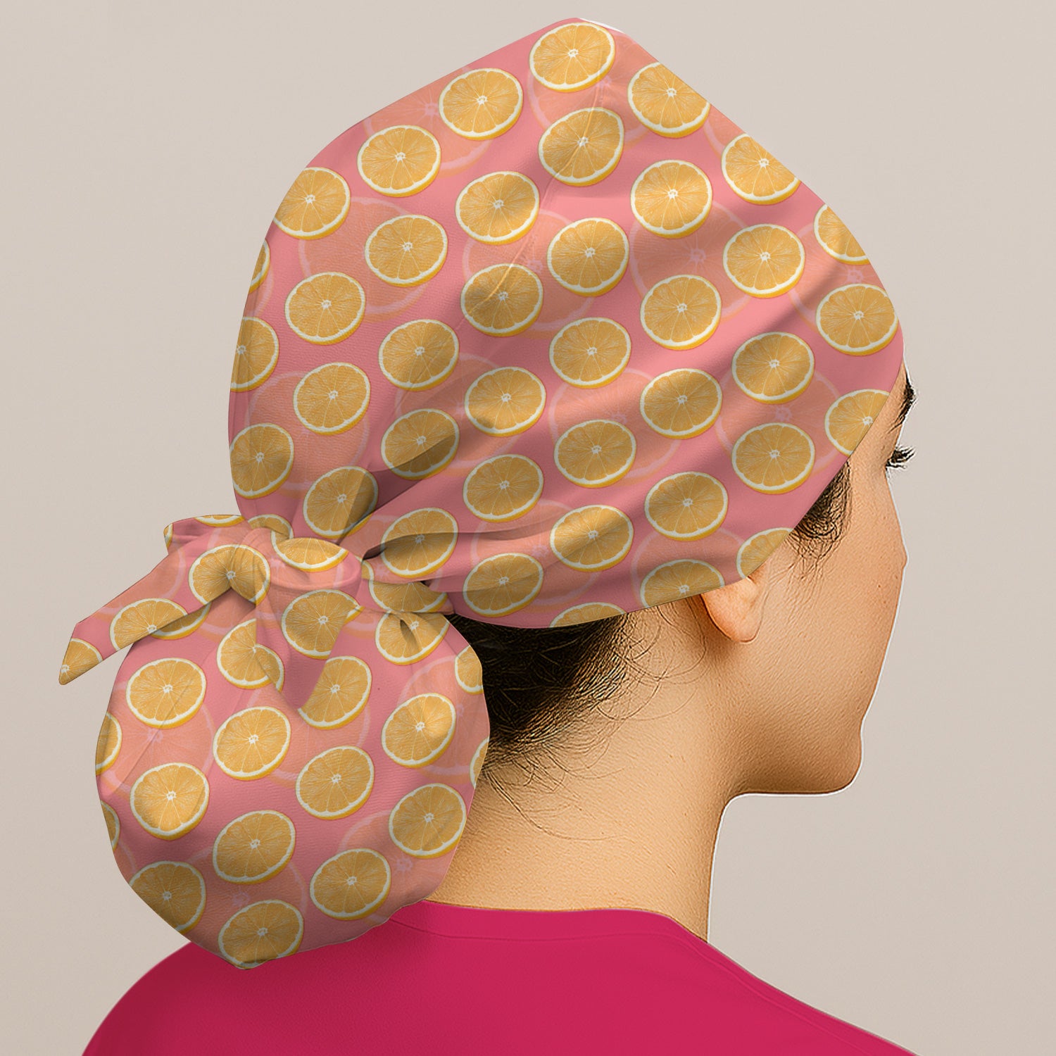 Fresh Orange Slice Pattern Scrub Cap, Breathable Fabrics Caps Uniform