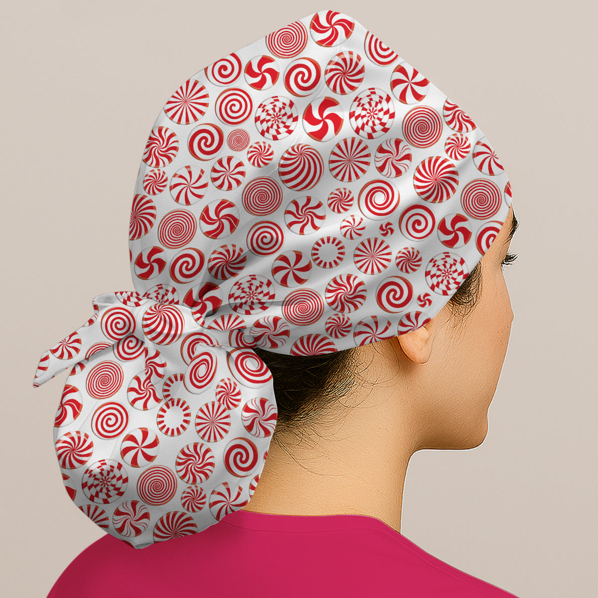 Christmas Peppermint Candy Pattern Scrub Cap, Surgical Caps for Doctors