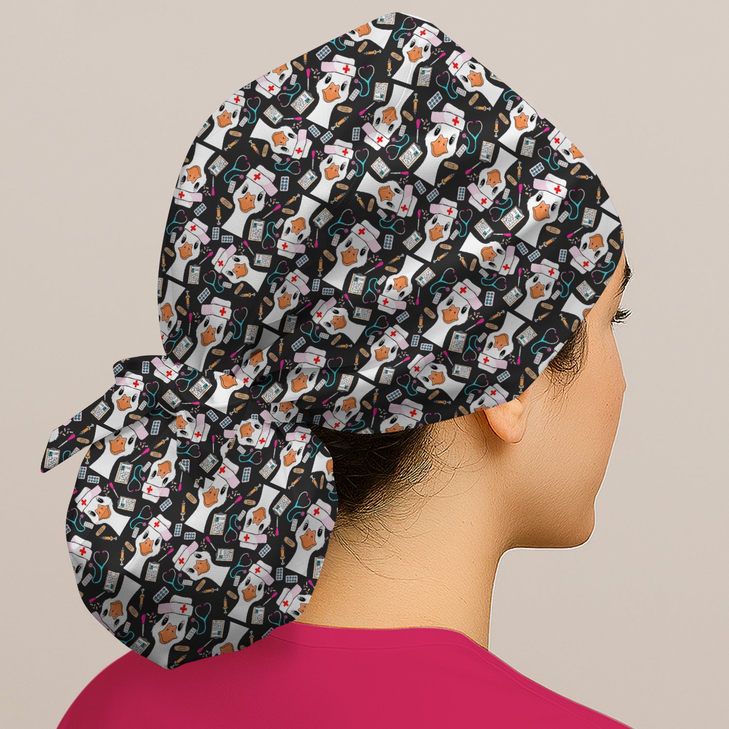 Duck Wearing Hat With Medical Tools Scrub Cap, Surgical Caps for Doctors