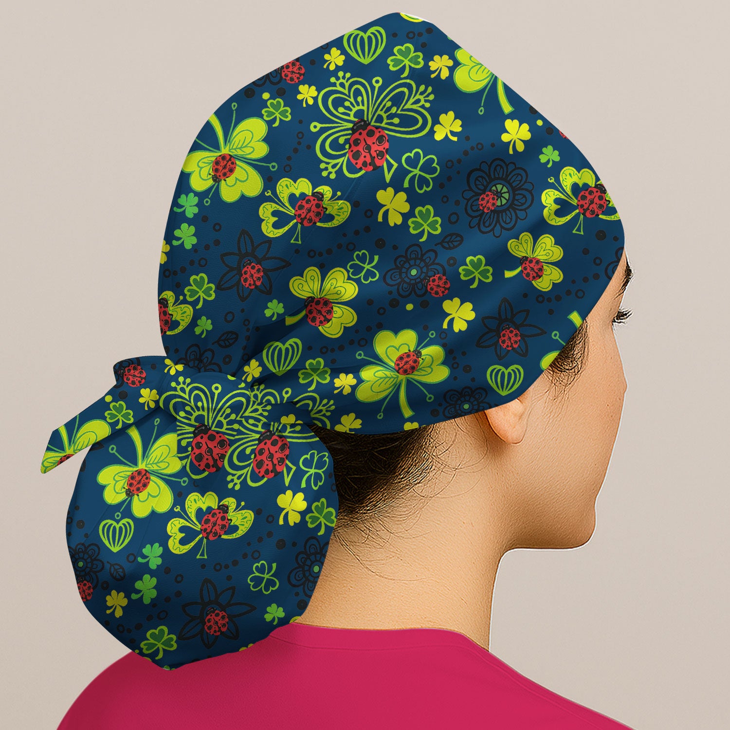 Ladybug Clover Floral Pattern Print Caps, Breathable Fabrics Caps Uniform