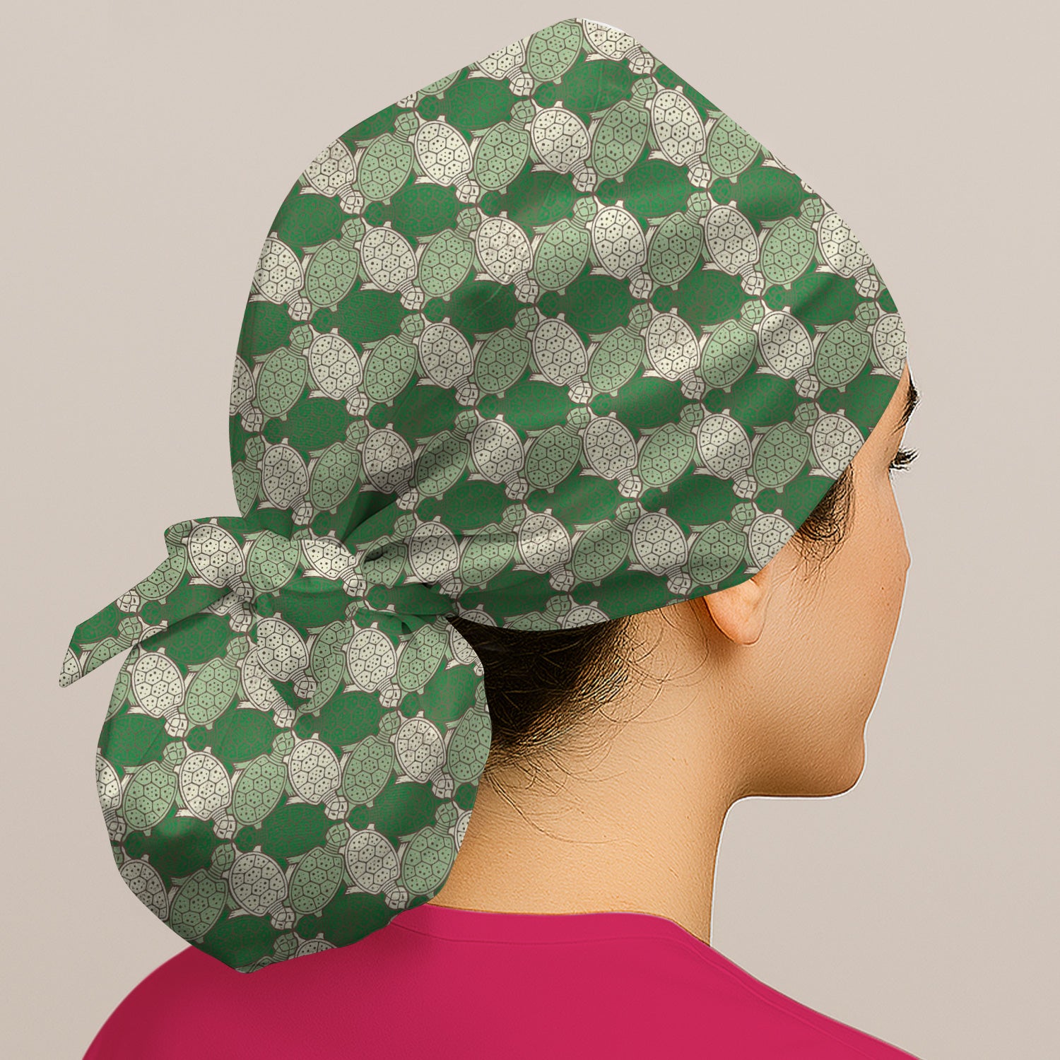 Green Sea Turtle Shell Pattern Scrub Cap, Surgical Caps for Doctors