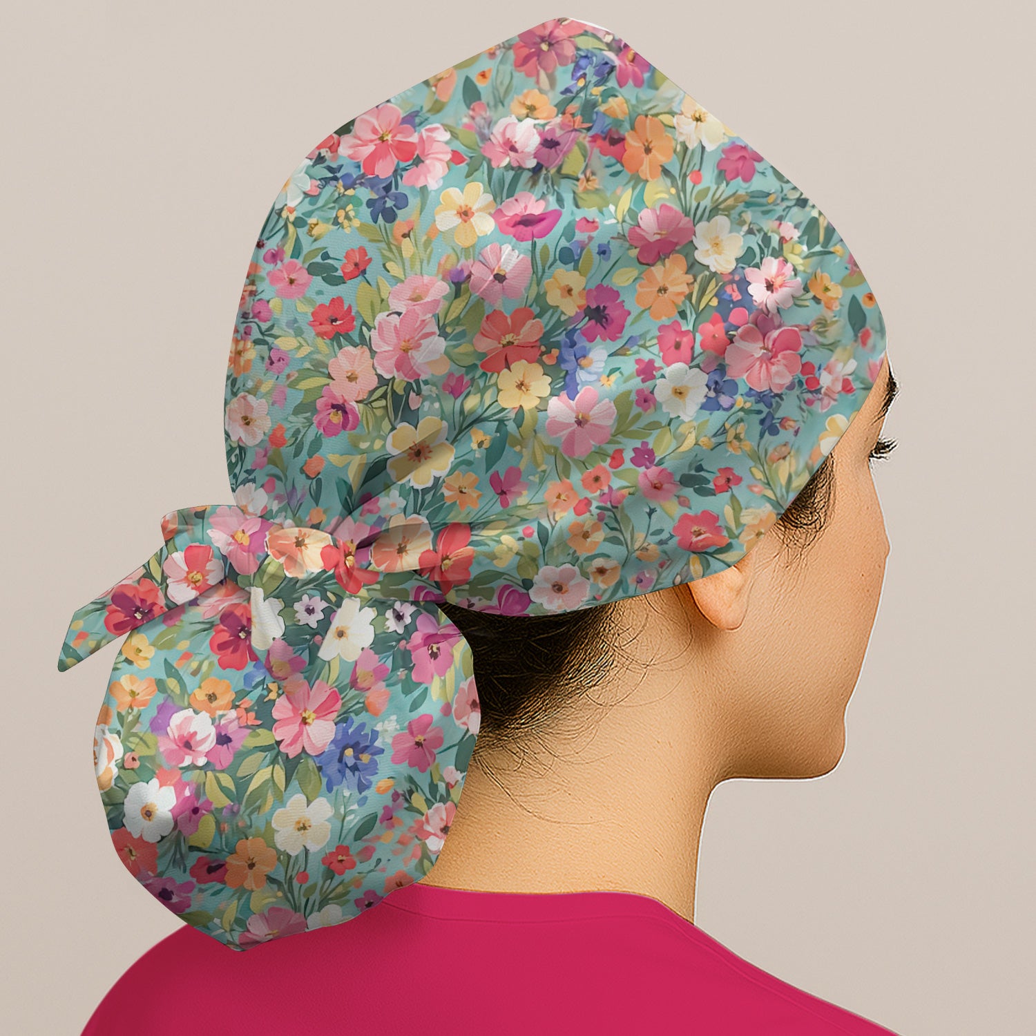 Colorful Wildflower Garden Bloom Scrub Cap, Surgical Caps for Doctors