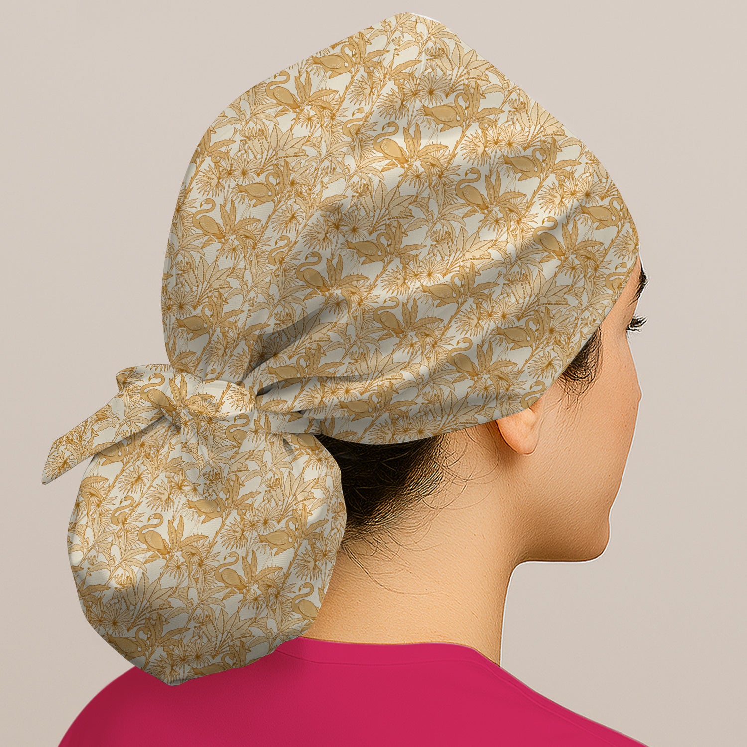 Tropical Flamingo Palm Leaves Pattern Scrub Cap, Surgical Caps for Doctors