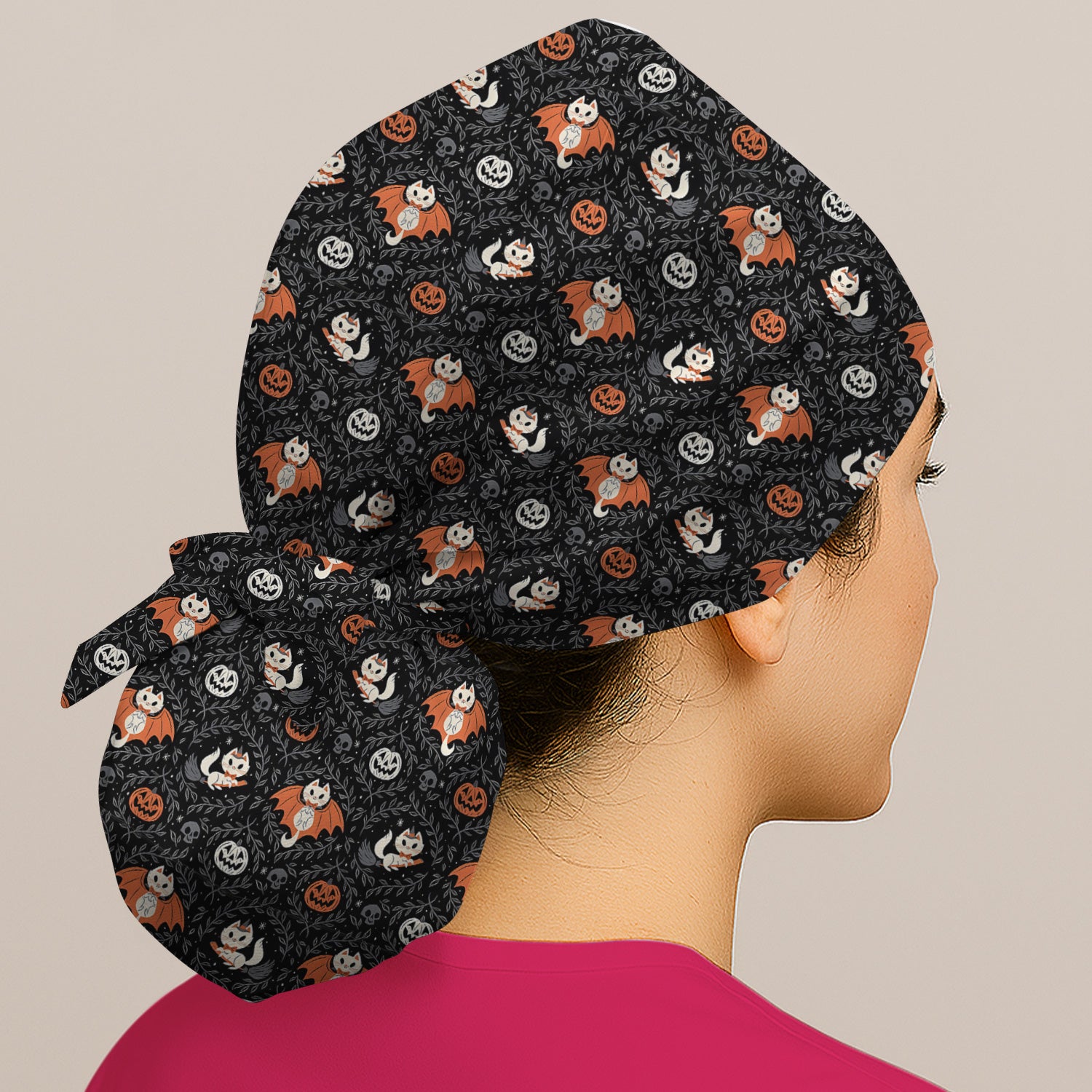 Cute Halloween Vampire Cat Pattern Scrub Cap, Surgical Caps for Doctors