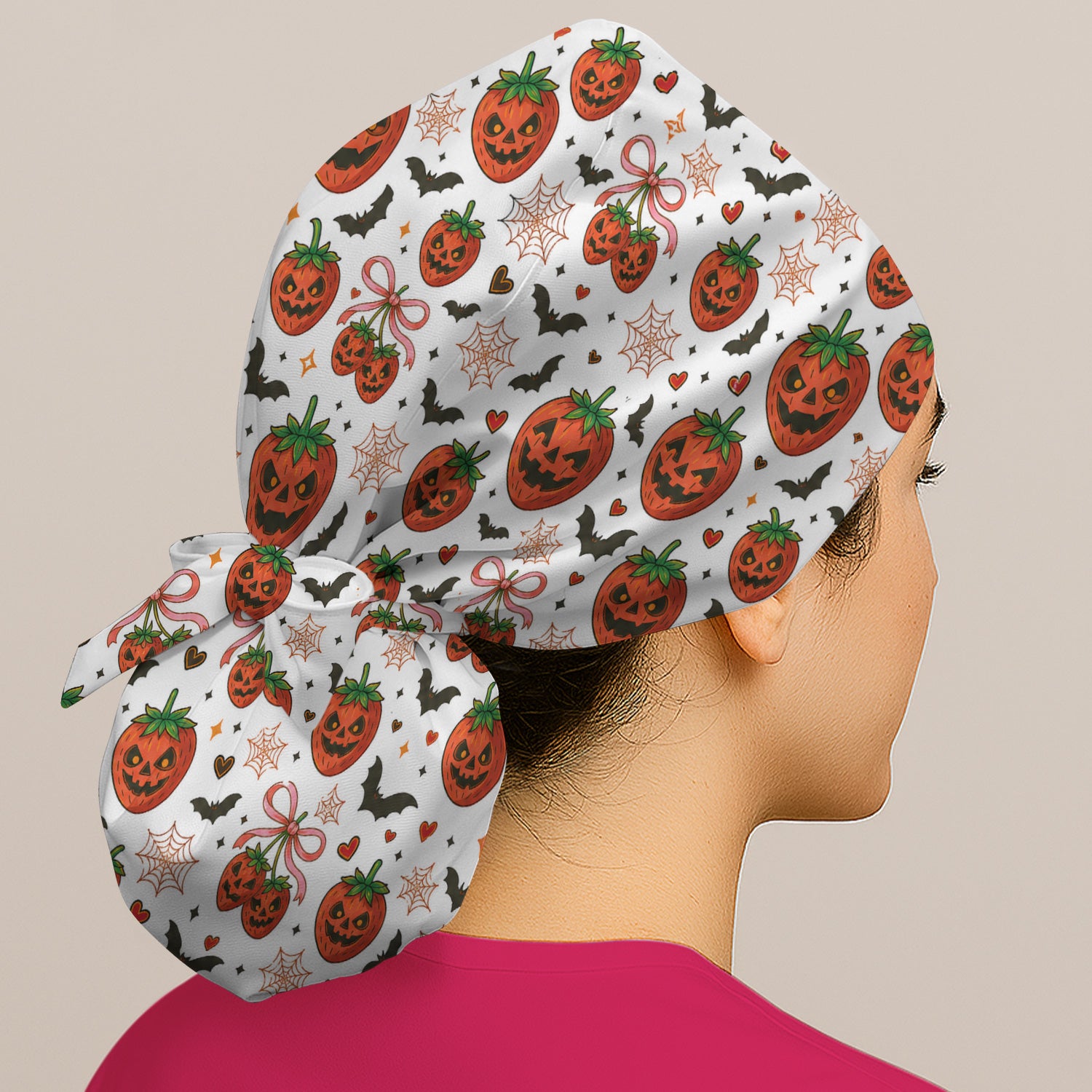 Sweet Halloween Strawberry Jack O Lanterns Scrub Cap, Surgical Caps for Doctors