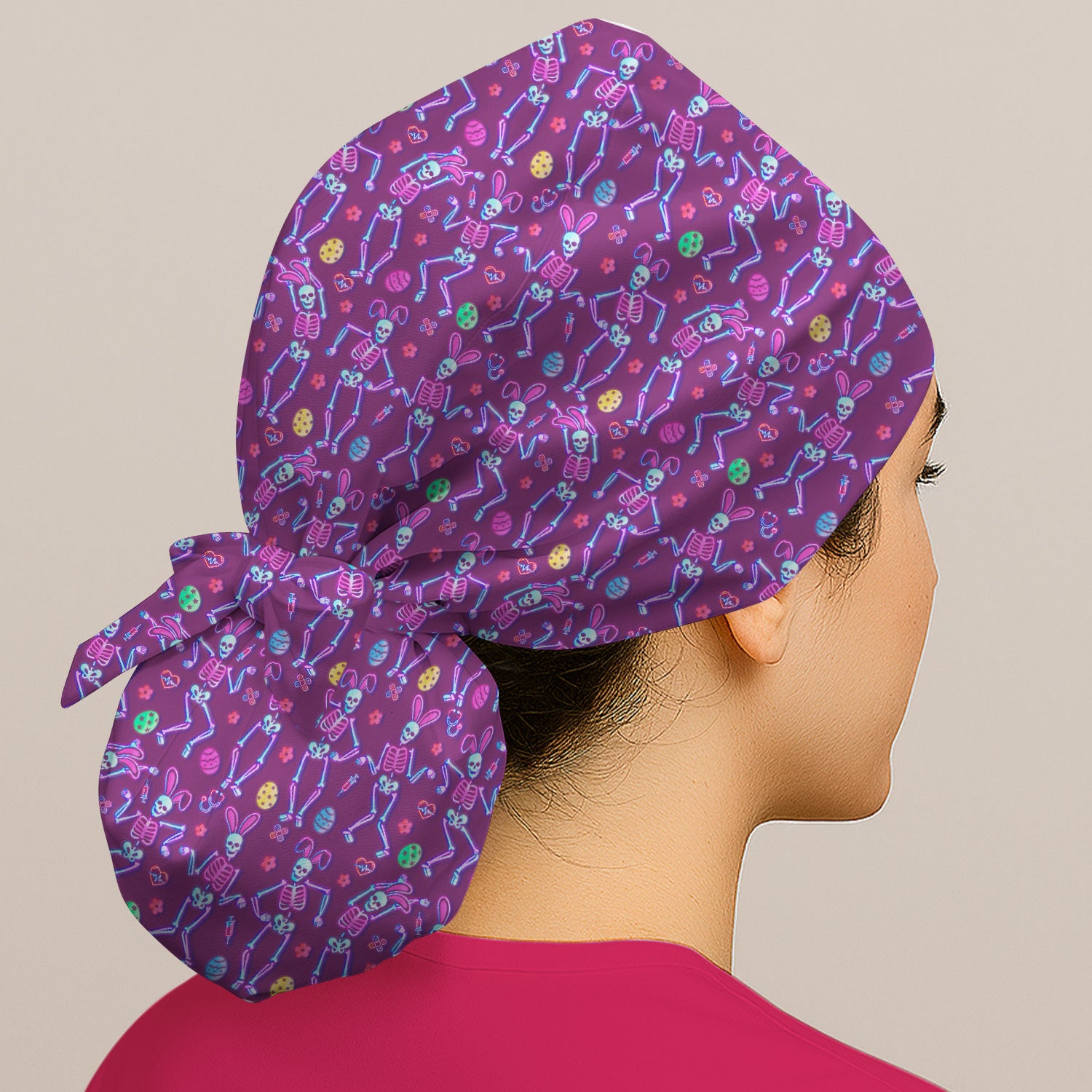 Neon Easter Skeleton Pattern Cap, Breathable Fabrics Caps Uniform