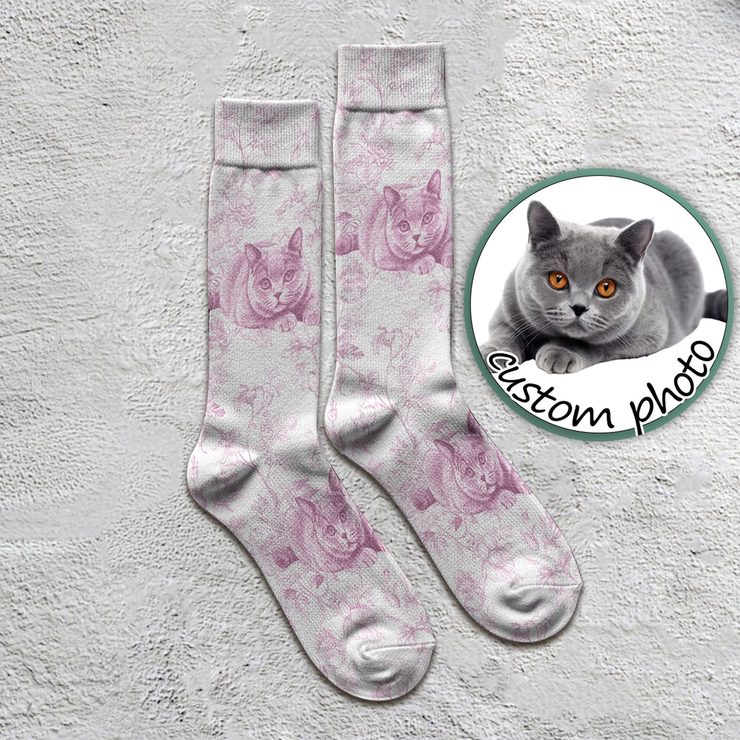 Custom Dog Cat Style Chinoiserie Pattern Socks, Adult Socks for Men and Women