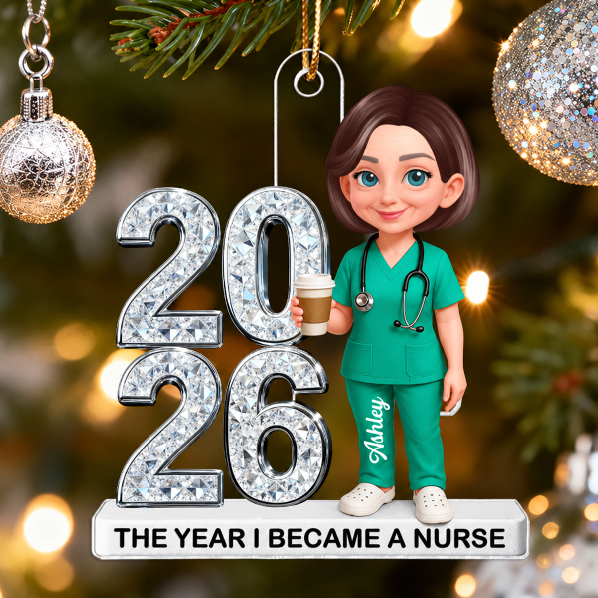 The Year I Became a Nurse Personalized Acrylic Ornament – Custom Name & Year Nurse Graduation Gift