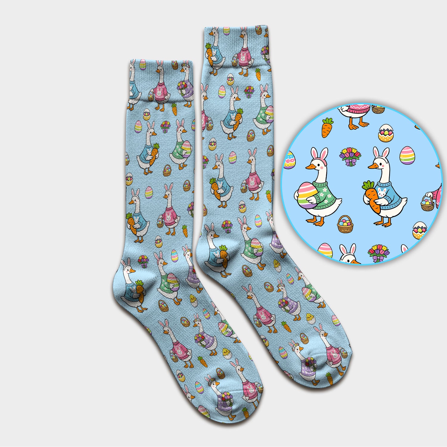 Cute Easter Goose Pattern Socks, Breathable Fabrics Medical Uniform
