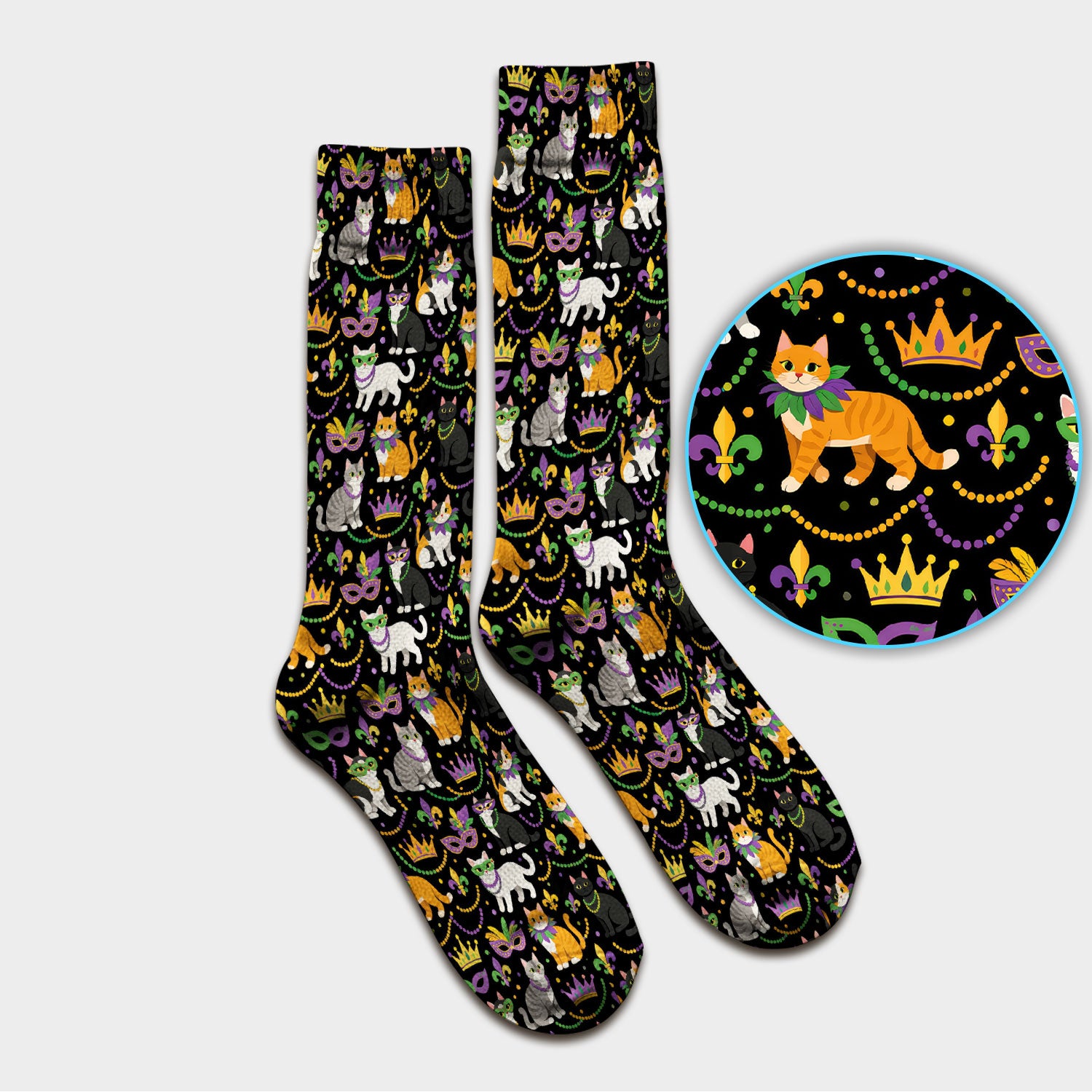 Cat Mardi Gras Nurse Scrub Sock, Comfortable Uniform Scrubs For Nursing