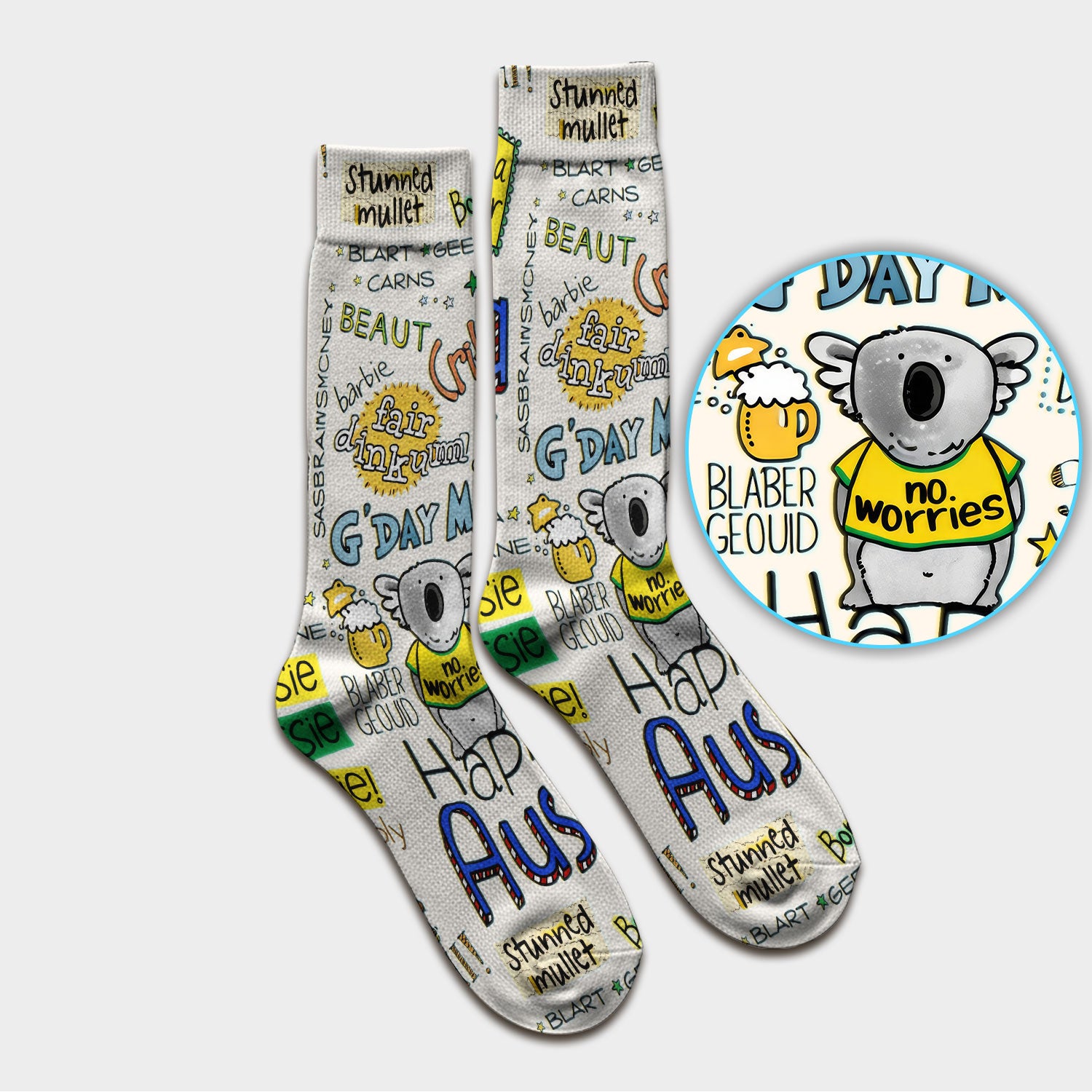 Cute Cartoon Koala Australia Pattern Medical Socks, Adult Socks for Men and Women