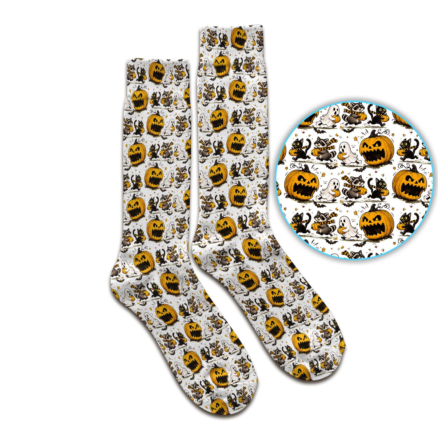 Spooky Halloween Woodland Critters Pattern Socks, Adult Socks for Men and Women