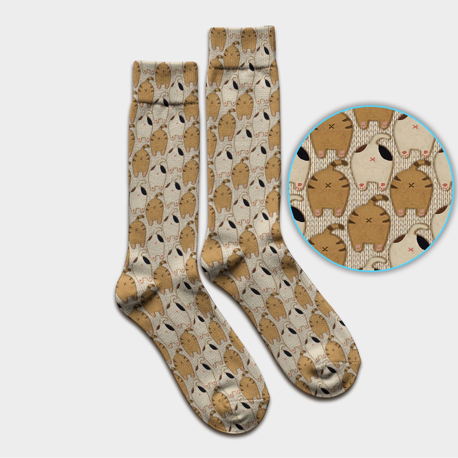 Cute Cat Nurse Scrub Socks, Cozy Minimal Animal Pattern Medical Sock, Breathable Fabrics Nursing Uniform