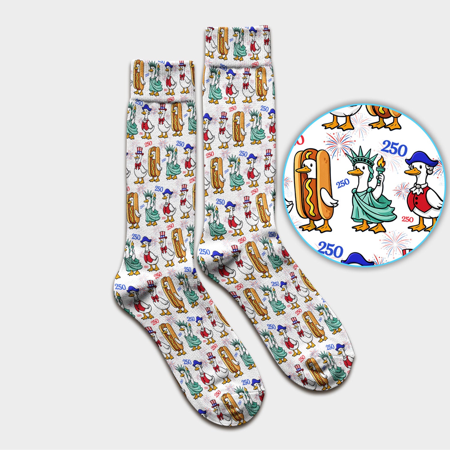 Patriotic Duck Independence Day Pattern Socks, Adult Socks for Men and Women