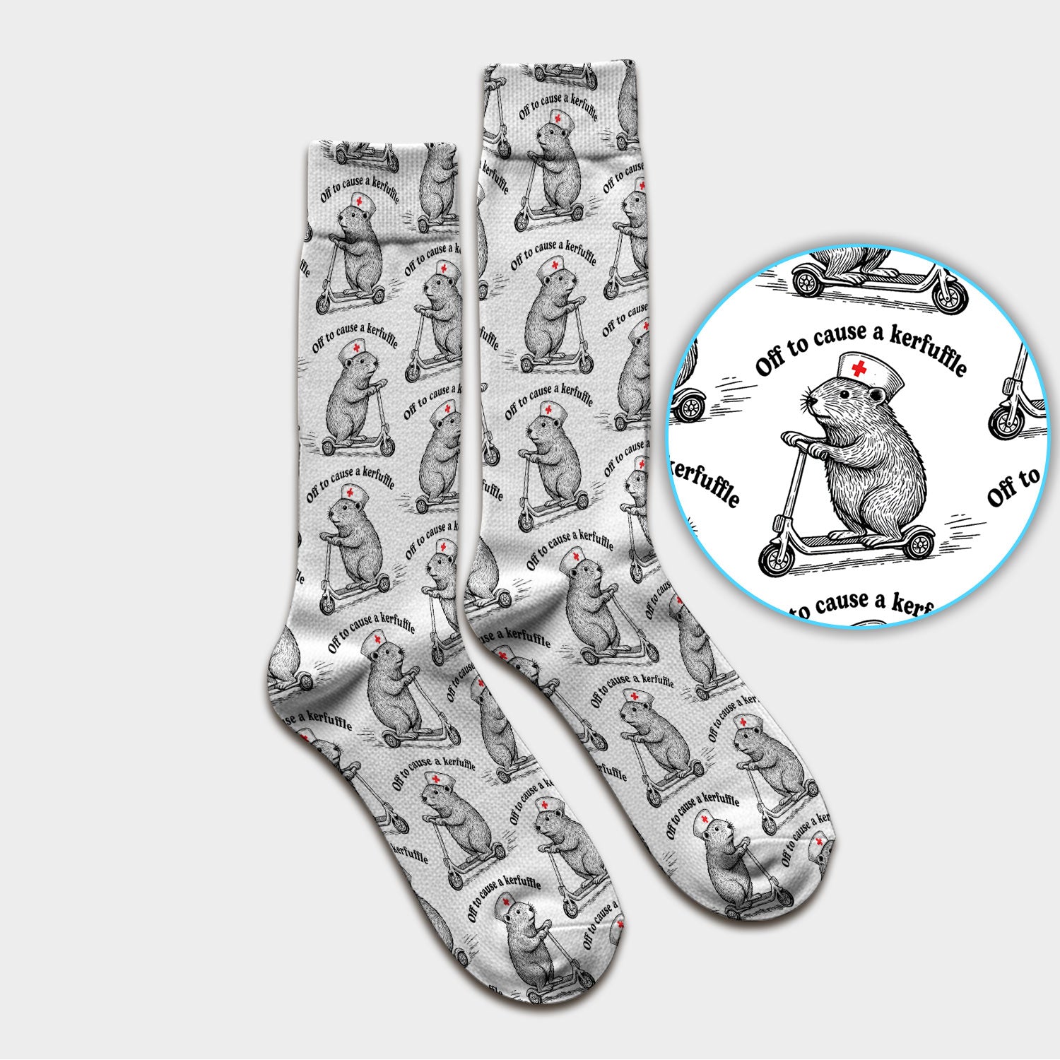 Funny Nurse Mouse Scooter Print Medical Socks, Socks for Nurse Doctor Adults
