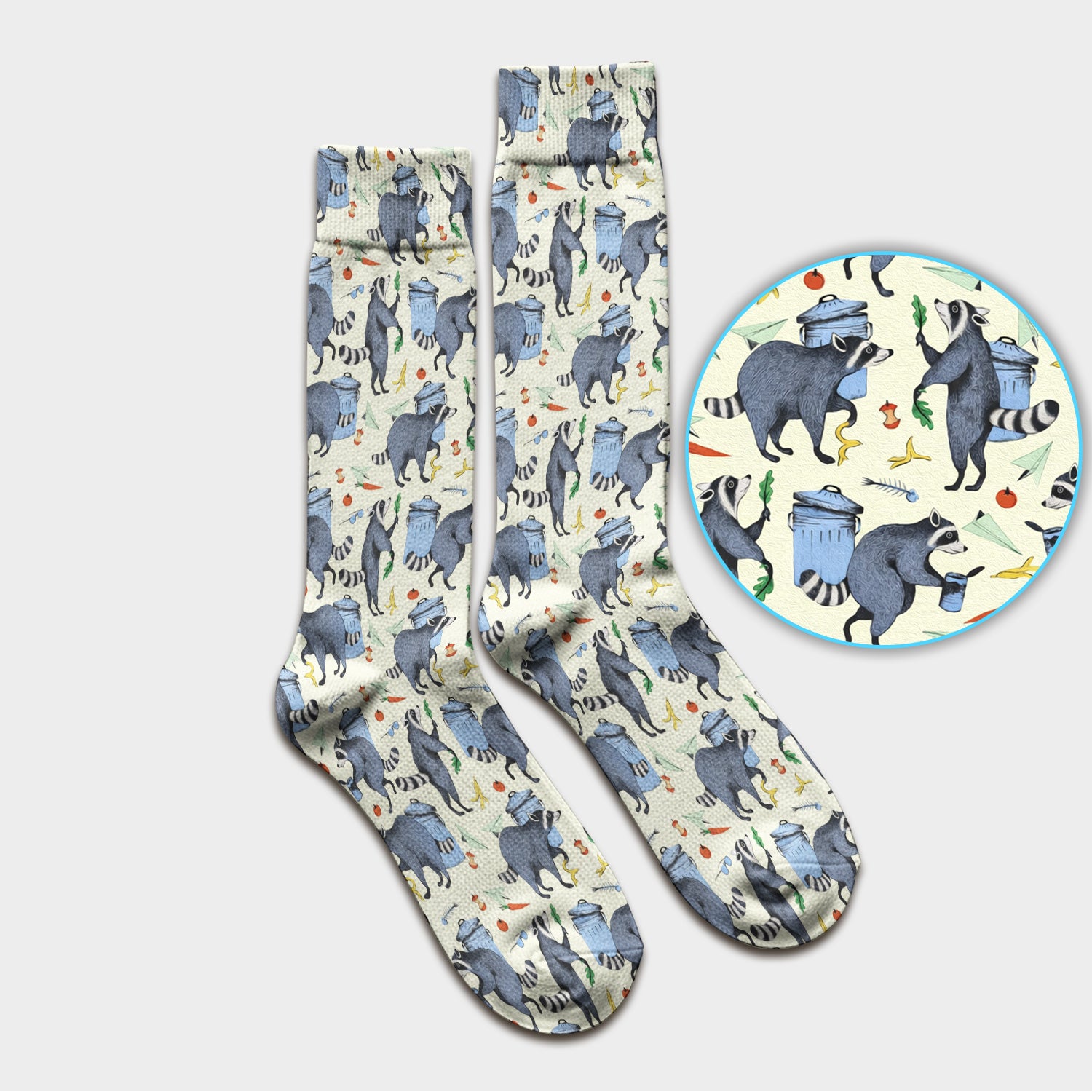 Funny Nurse Raccoon Eating Trash Banana Socks, Adult Socks for Men and Women