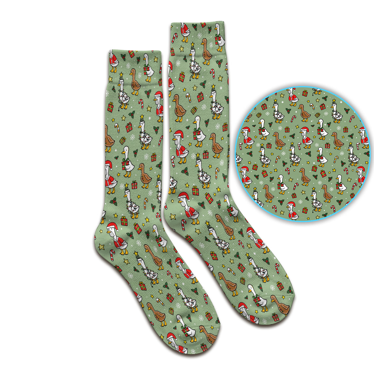 Christmas Geese In Festive Costumes Socks, Adult Socks for Men and Women