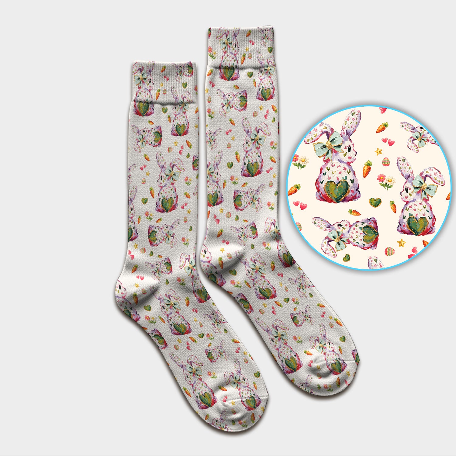 Cute Pastel Bunny Easter Pattern Medical Socks, Breathable Fabrics Medical Uniform