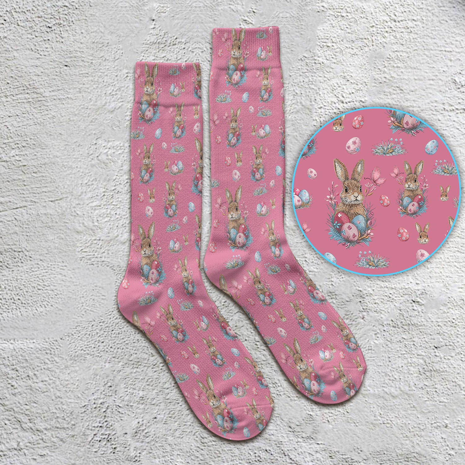 Pastel Easter Bunny Nest Pattern Socks, Socks for Nurse Doctor