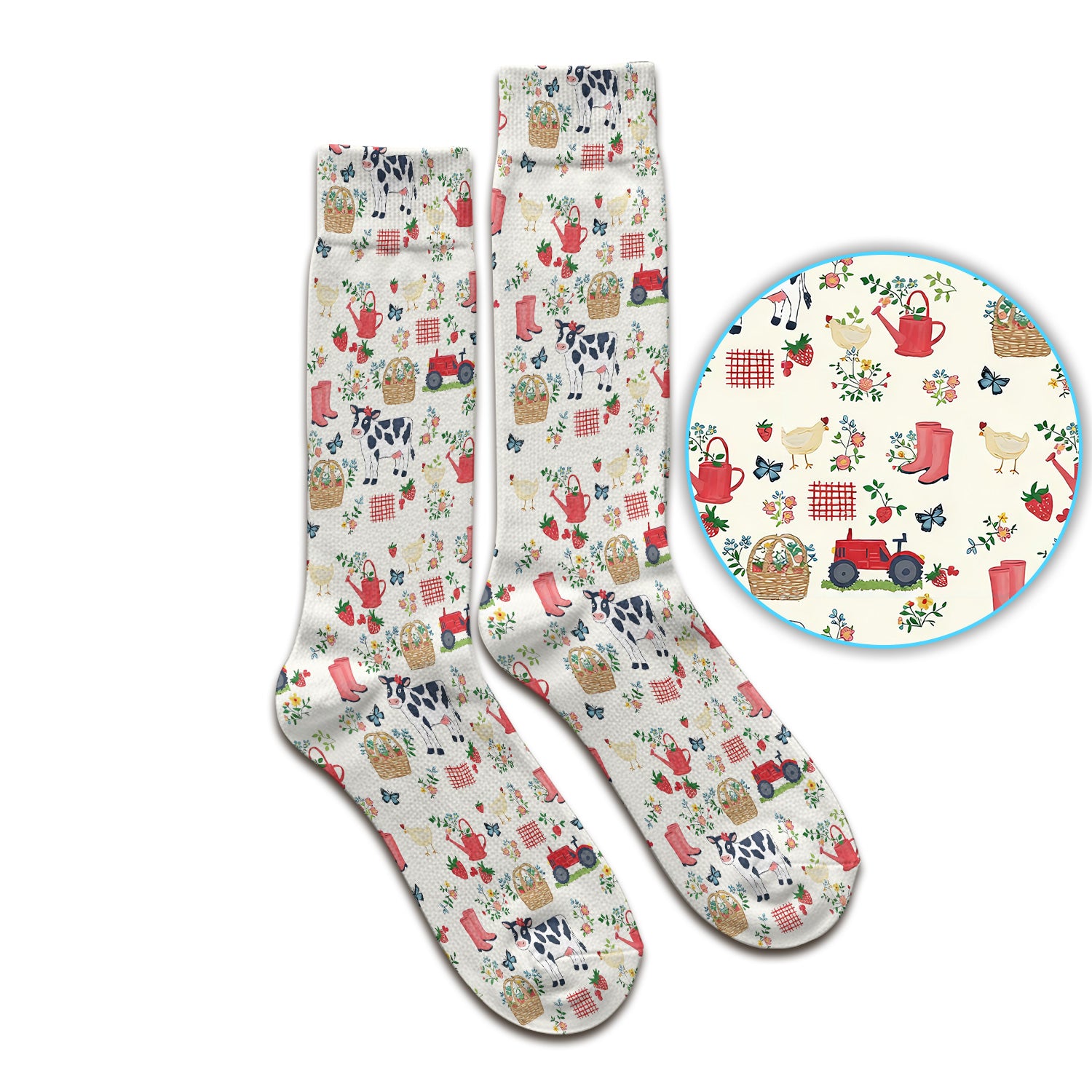 Cute Cow Chicken Farm Pattern Socks, Socks for Nurse Doctor