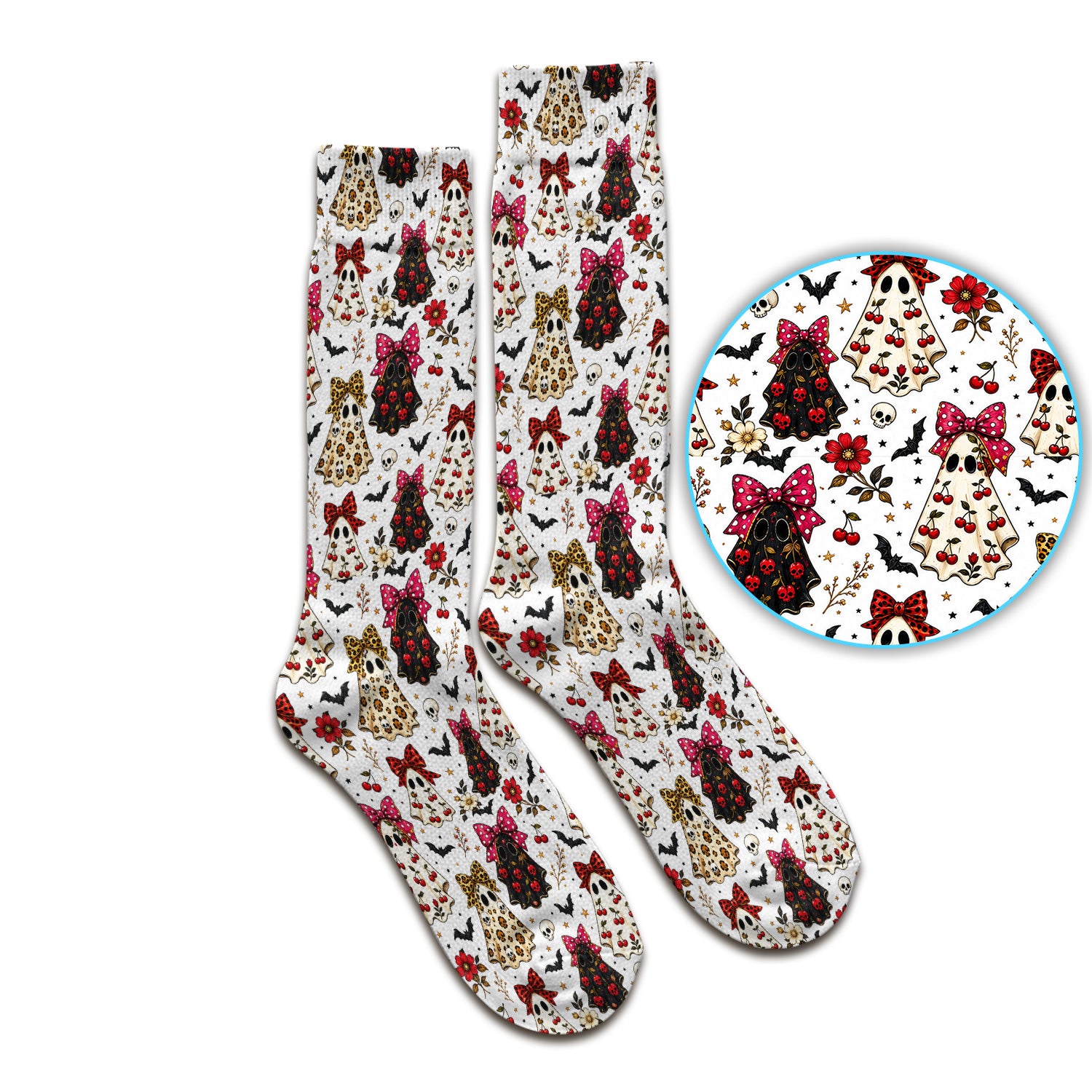 Spooky Halloween Ghost Pattern Socks, Adult Socks for Men and Women