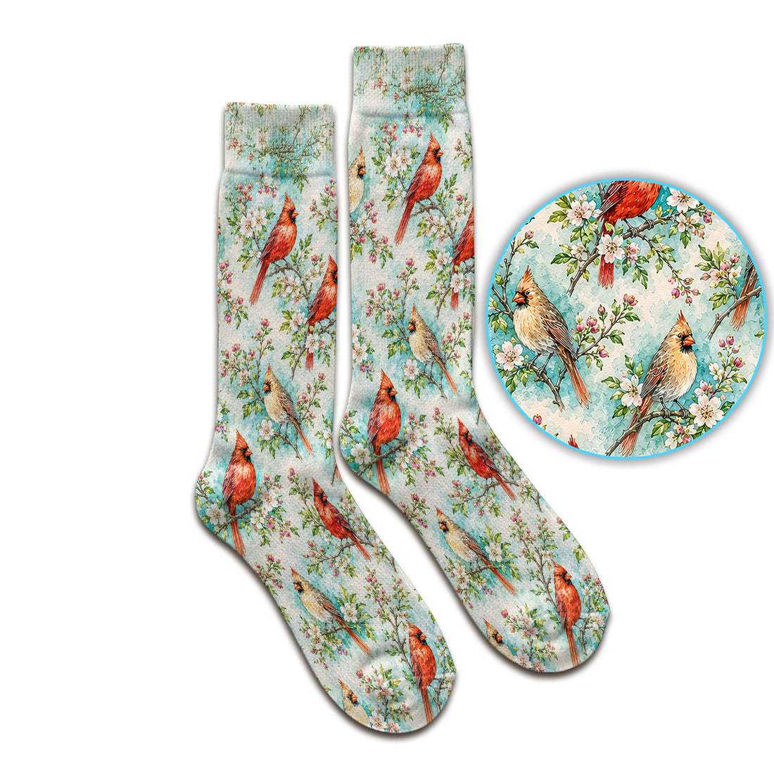 Cardinal Blossom Branch Pattern Socks, Adult Socks for Men and Women