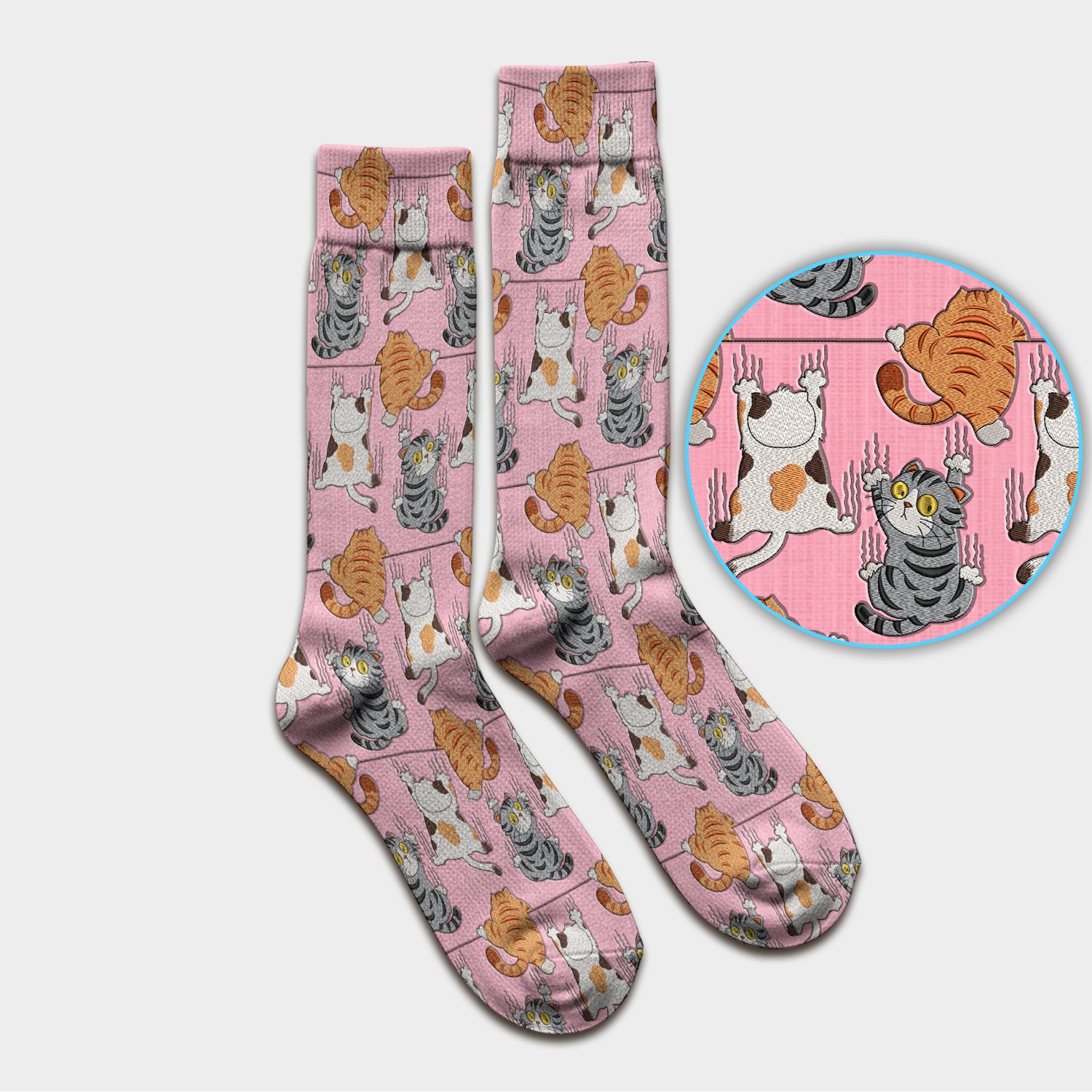 Cute Cat Pattern Nurse Scrub Socks, Cats Medical Pattern Sock, Breathable Fabrics Nursing Uniform