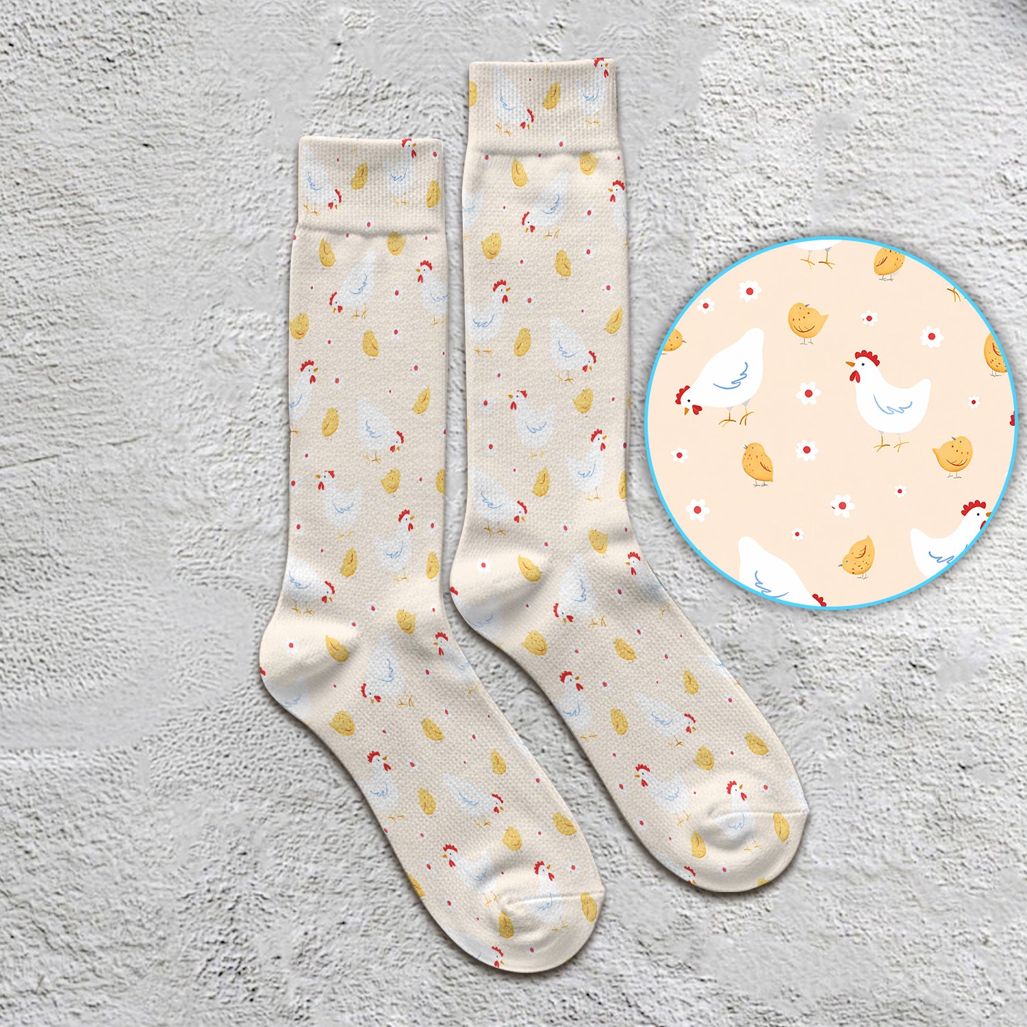 Chicken And Cute Chicks Pattern Socks, Adult Socks for Men and Women