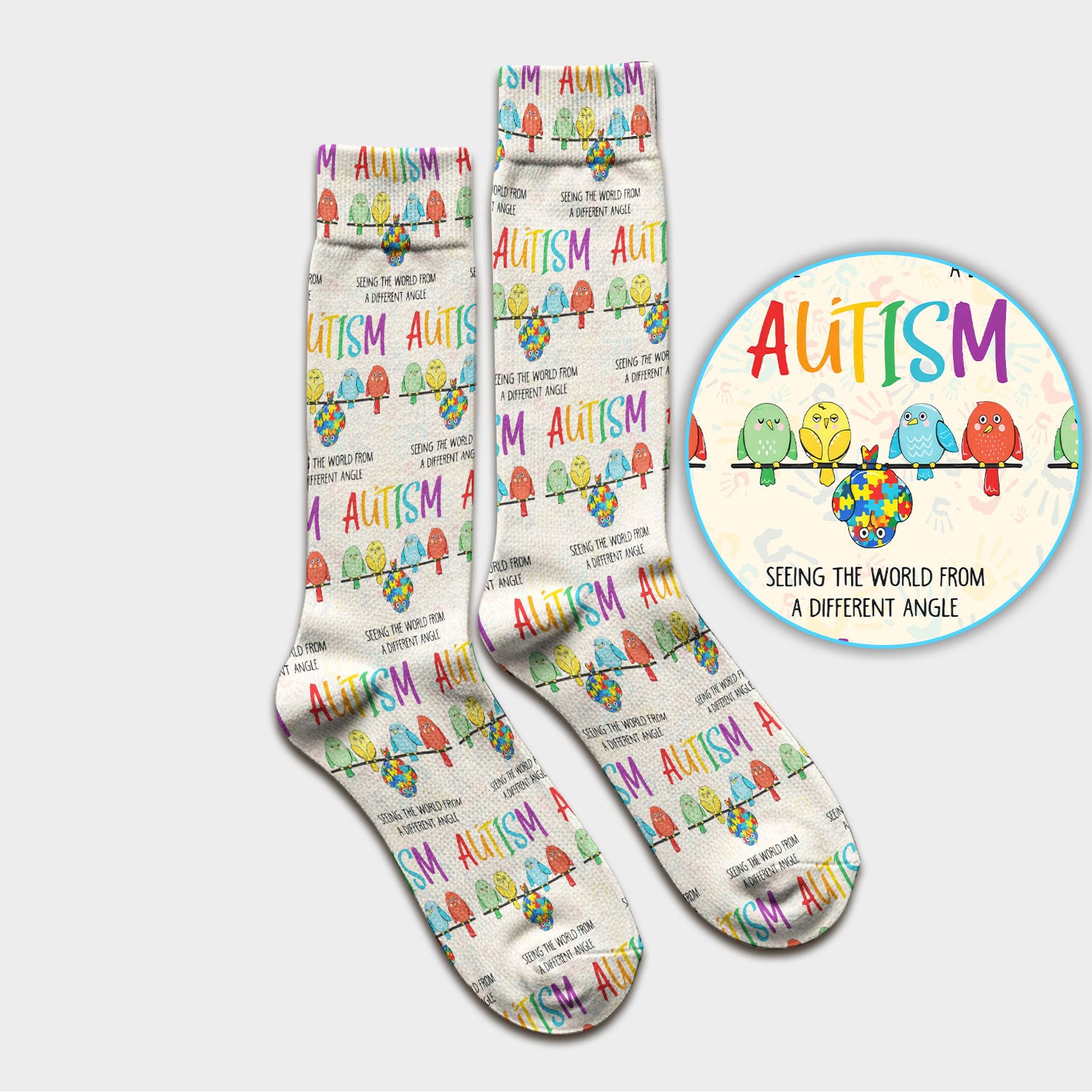 Autism Seeing The World From A Different Angle Birds Socks, Socks for Nurse Doctor