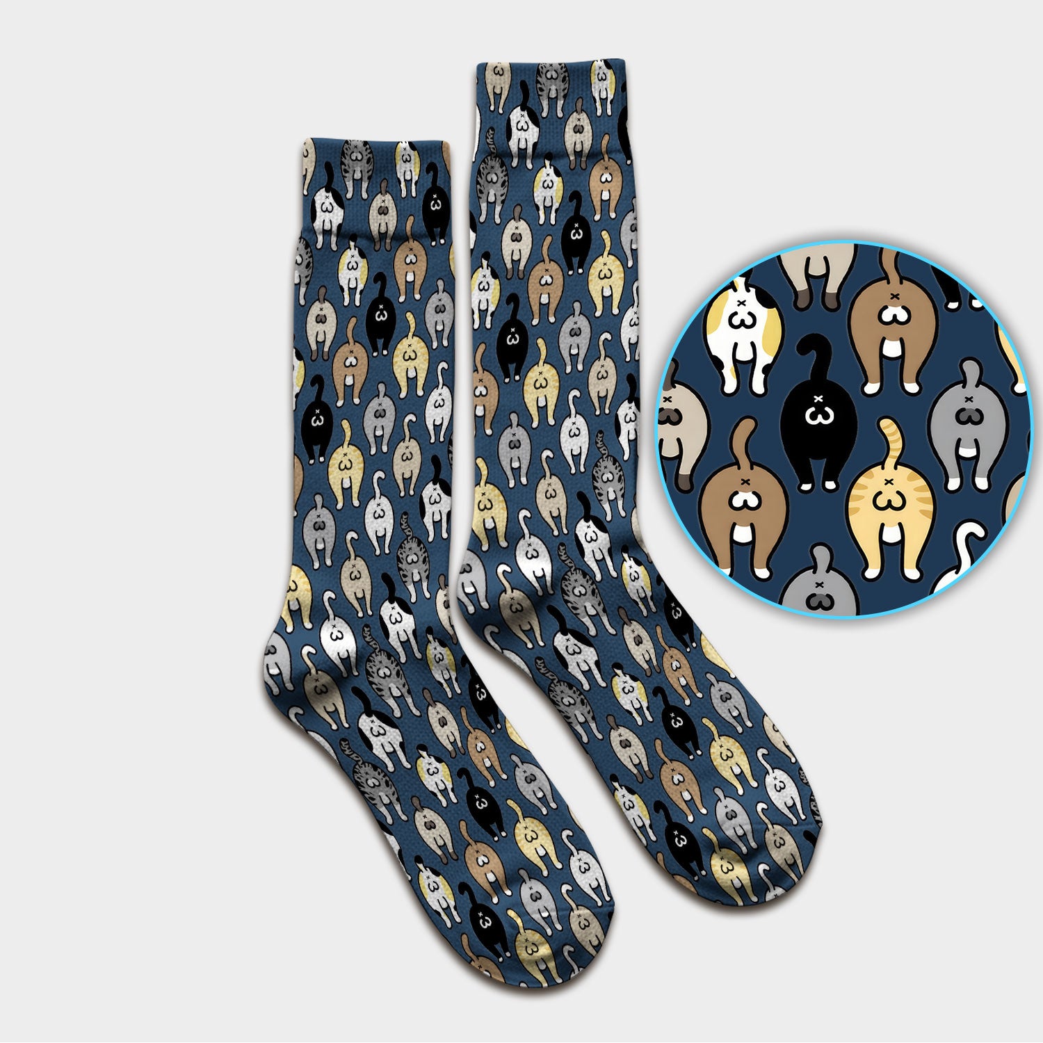 Cat Lover Nurse Scrub Socks, Funny Cat Butt Pattern Medical Sock, Breathable Fabrics Nursing Uniform