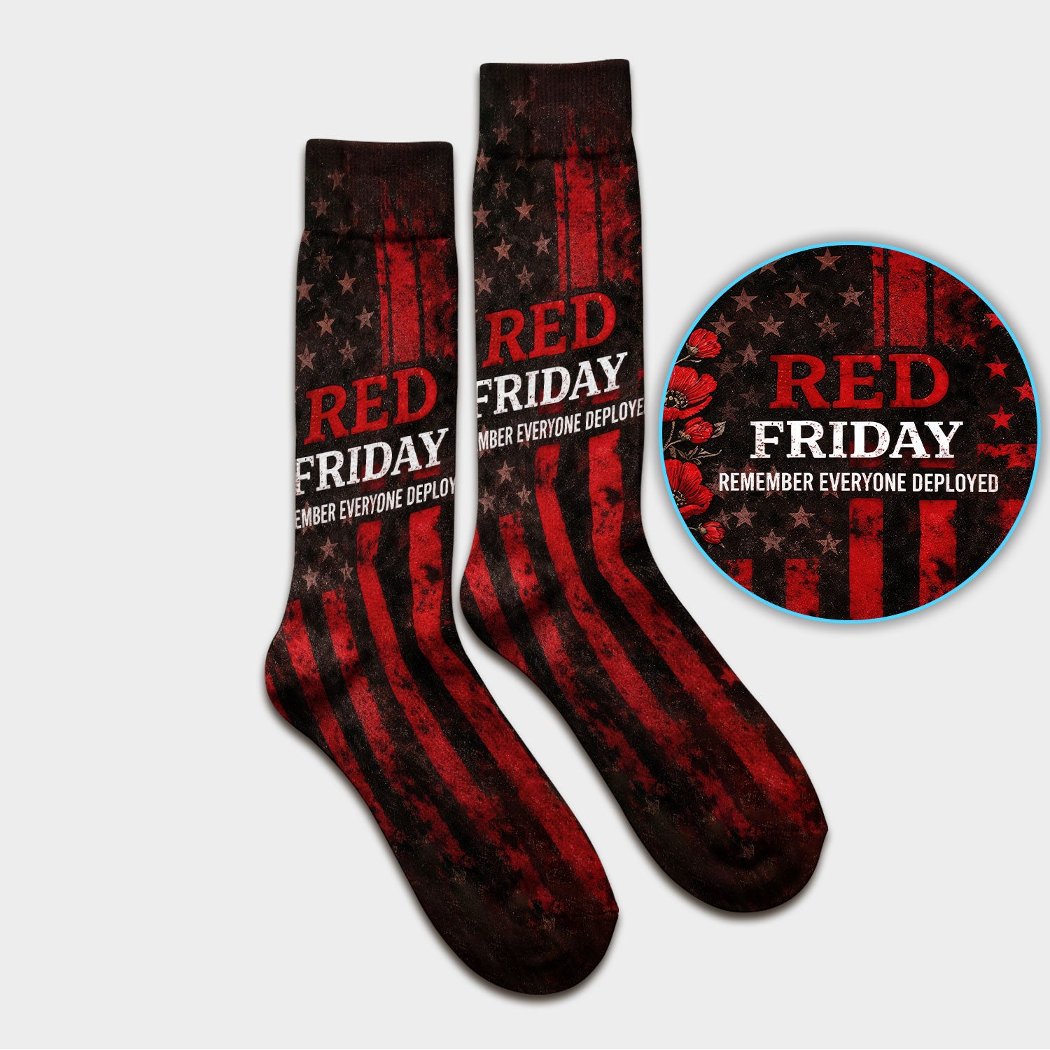 Red Friday Nurse American Flag Poppy Socks, Socks for Nurse Doctor