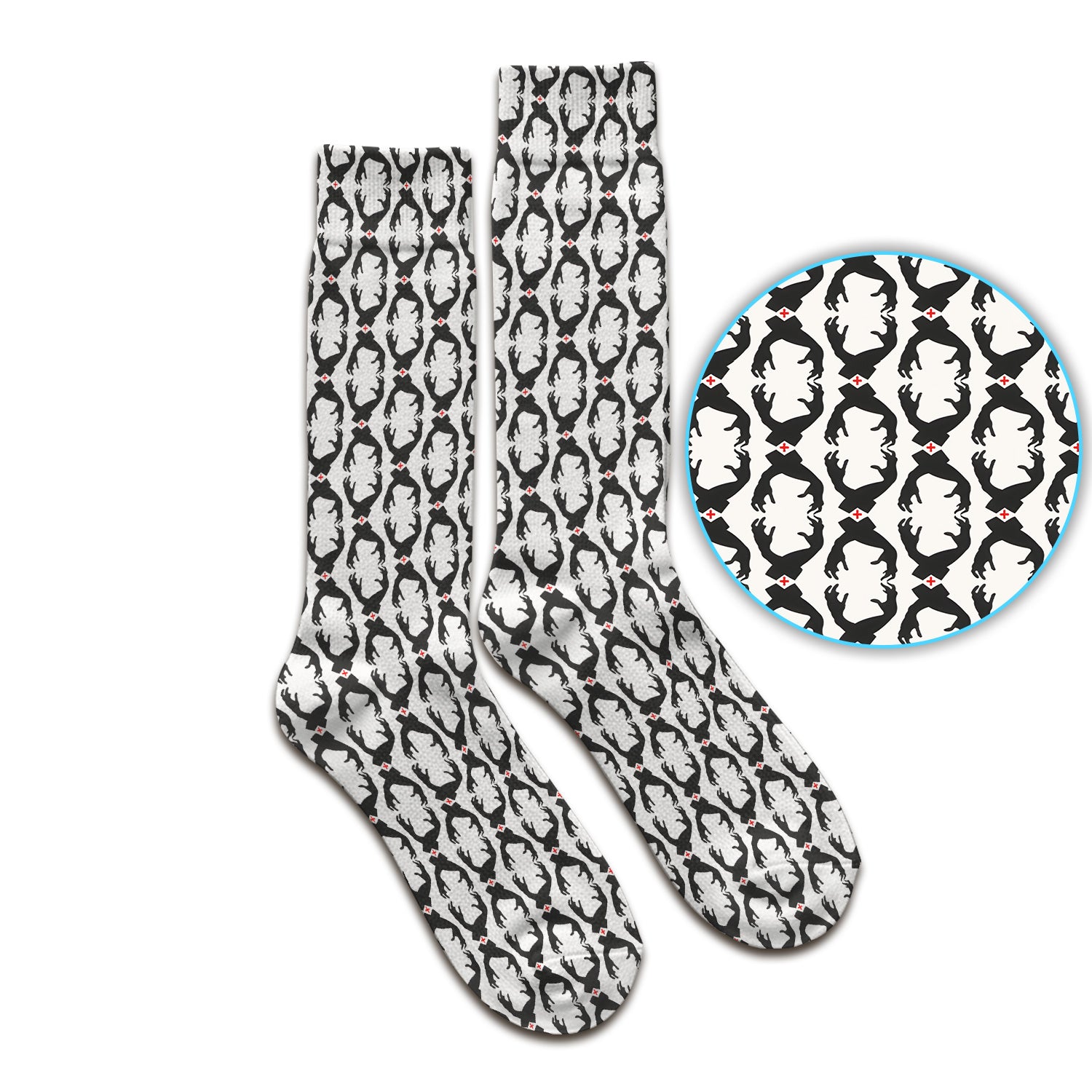 Creepy Hands Black White Red Patterns Socks, Adult Socks for Men and Women