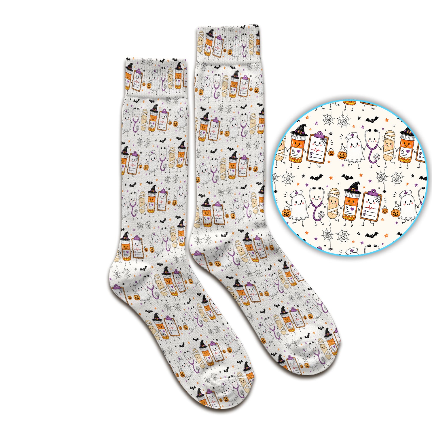 Halloween Medical Characters Print Socks, Adult Socks for Men and Women