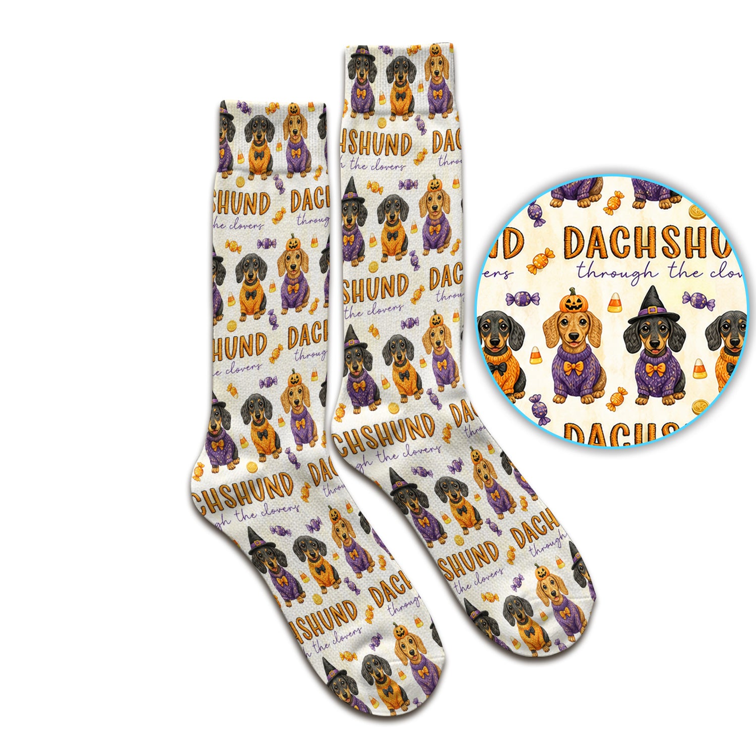 Candy Dachshund Pattern Socks, Adult Socks for Men and Women