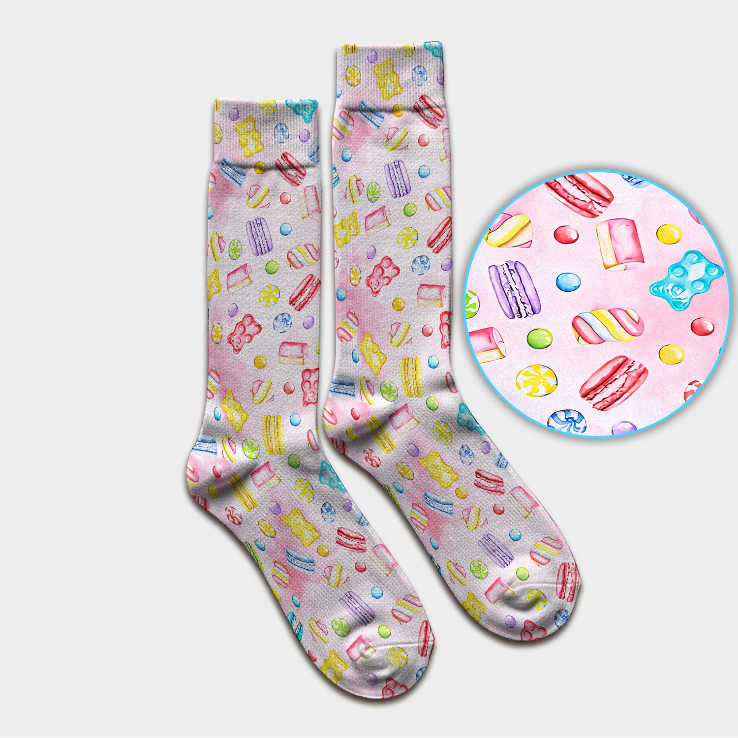 Cute Candy and Macaron Pattern Medical Socks, Breathable Fabrics Medical Uniform