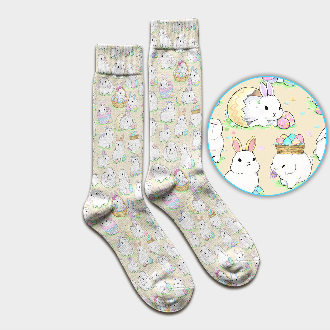 Cute Easter Bunny Egg Pattern Socks, Socks for Nurse Doctor
