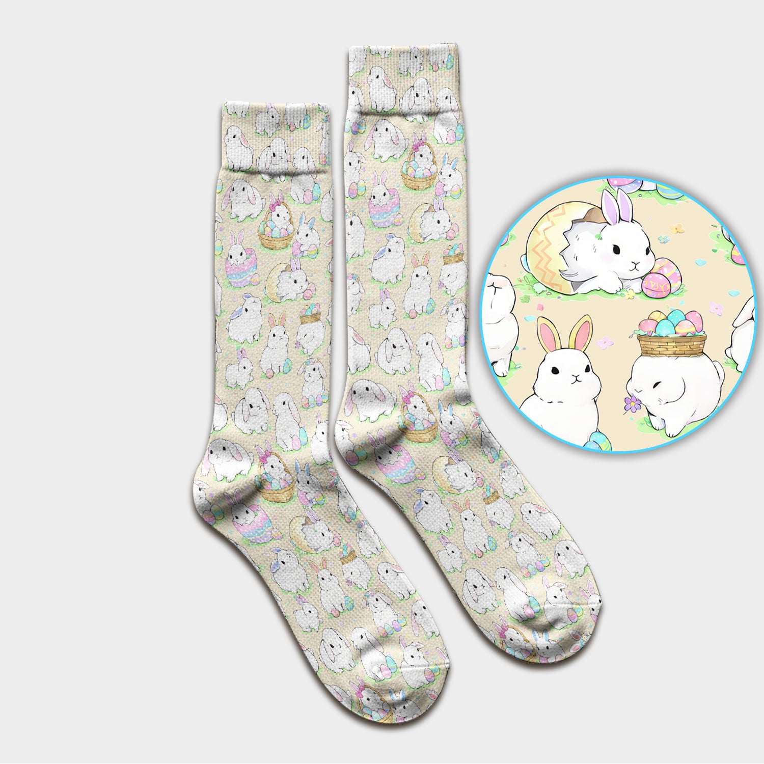 Cute Easter Bunny Egg Pattern Socks, Socks for Nurse Doctor