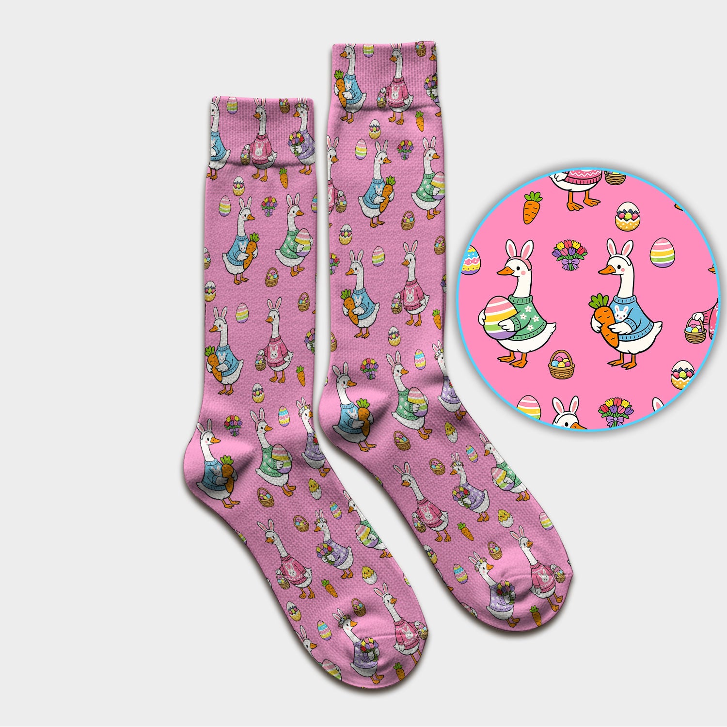 Cute Easter Goose Pattern Socks, Breathable Fabrics Medical Uniform