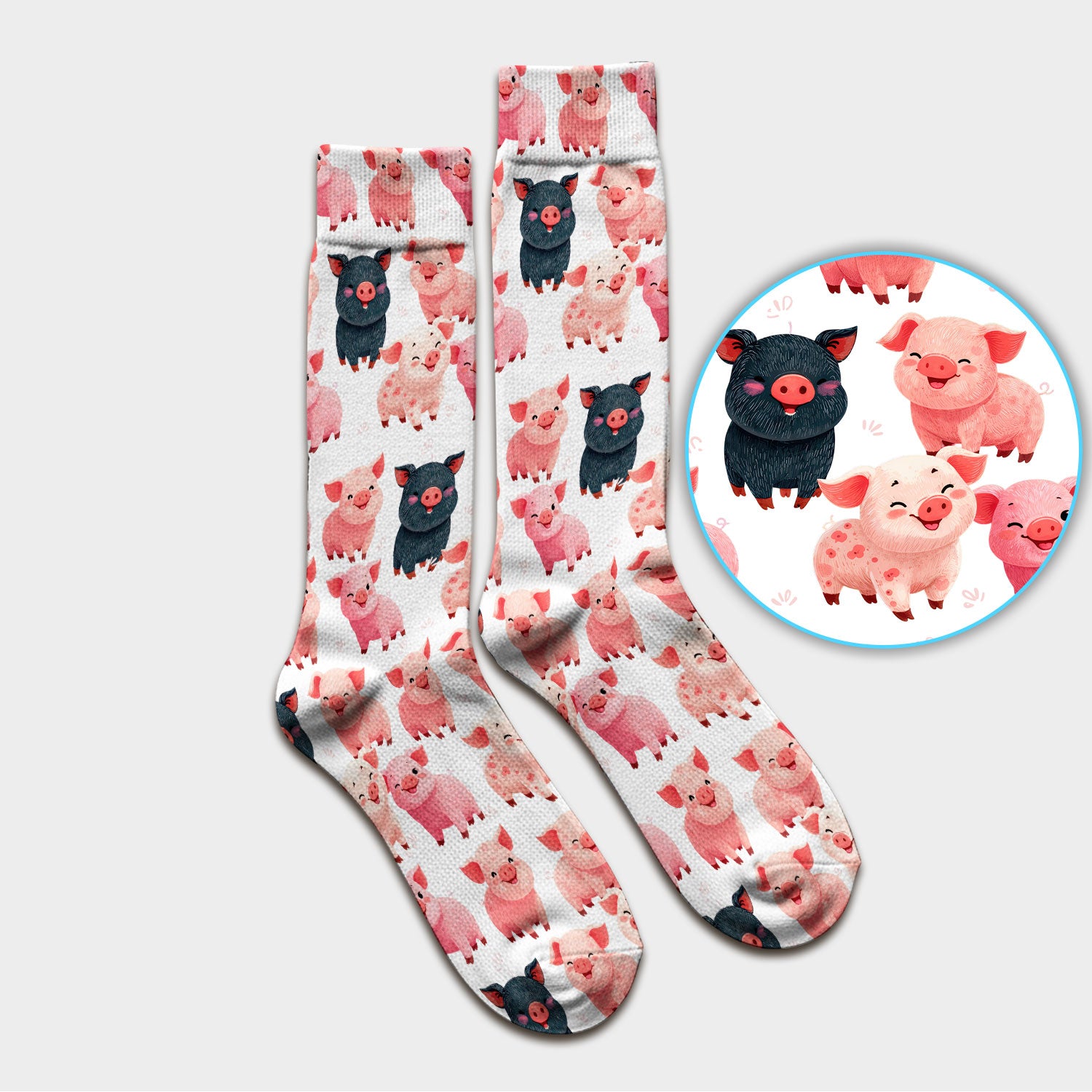Funny Farm Pig Cartoon Pattern Socks, Breathable Fabrics Medical Uniform