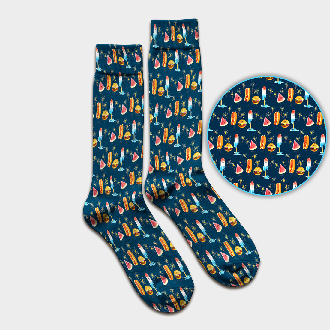 Funny Summer Food Icons Pattern Socks, Breathable Fabrics Medical Uniform