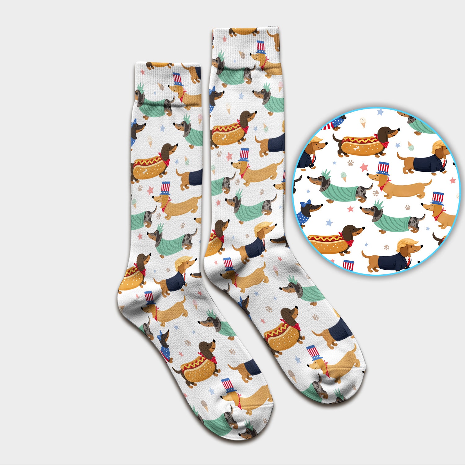 Funny Patriotic Dachshund Costume Dogs Pattern Sock, Breathable Fabrics Medical Uniform