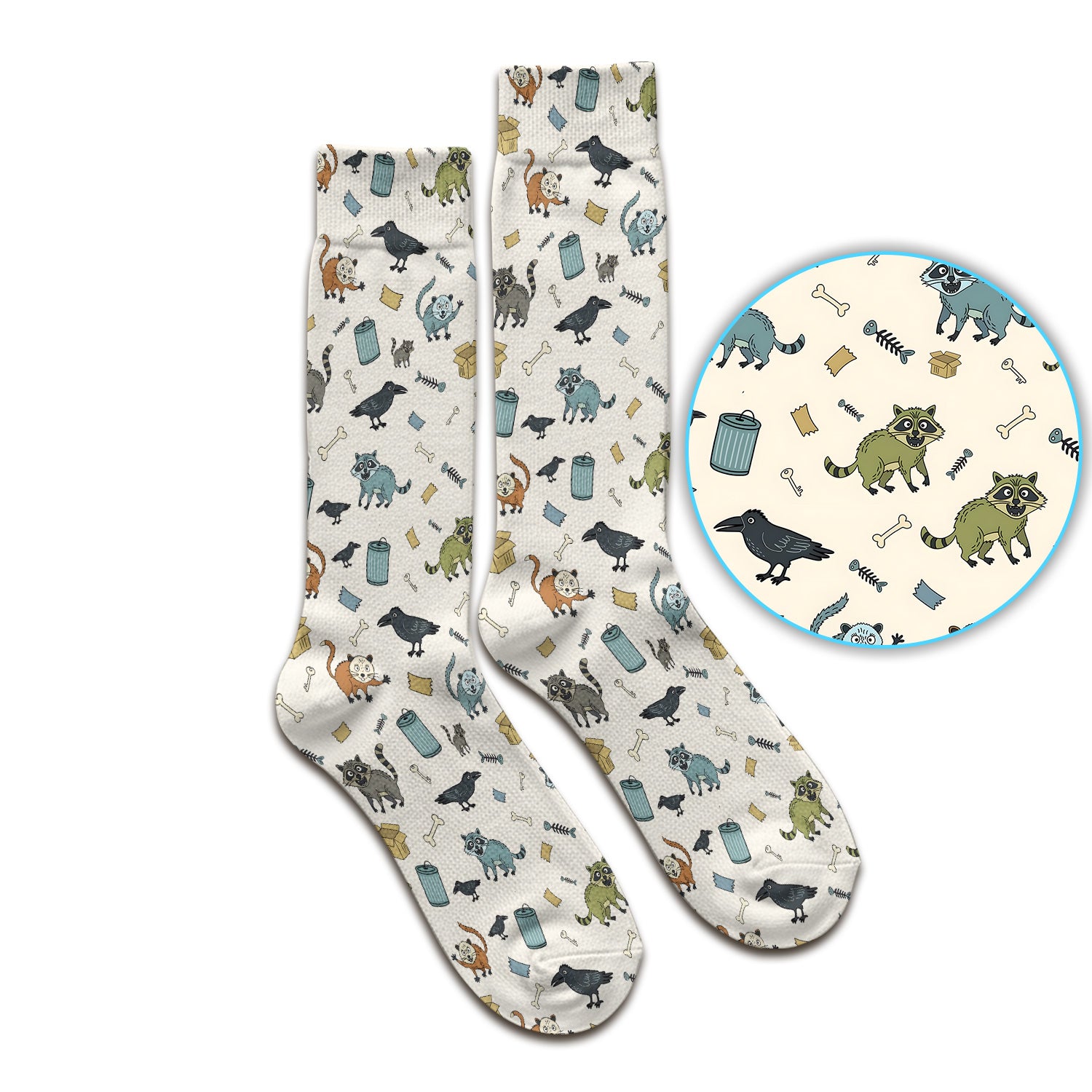 Funny Trash Raccoon Pattern Socks, Adult Socks for Men and Women