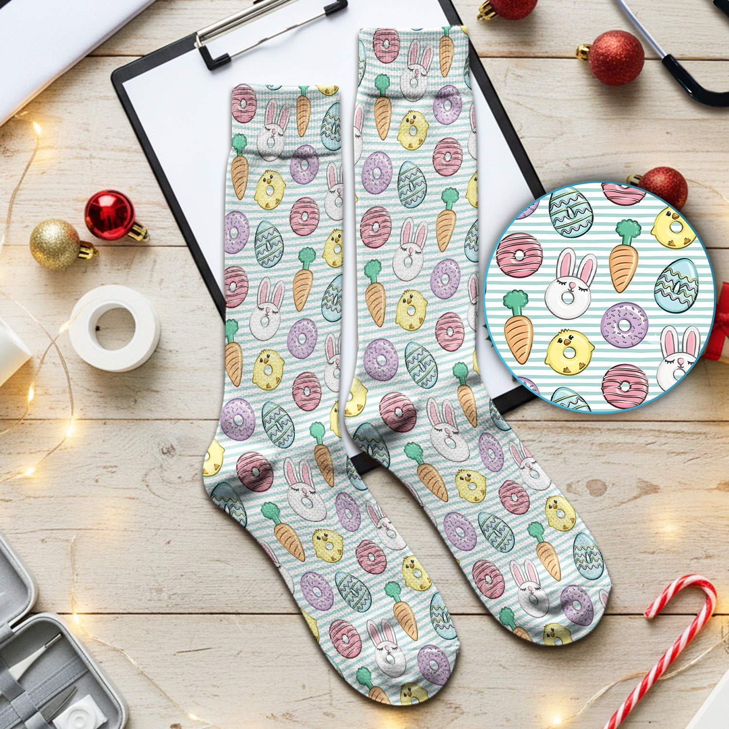 Funny Easter Chick Bunny Pattern Print Socks, Adult Socks for Men and Women