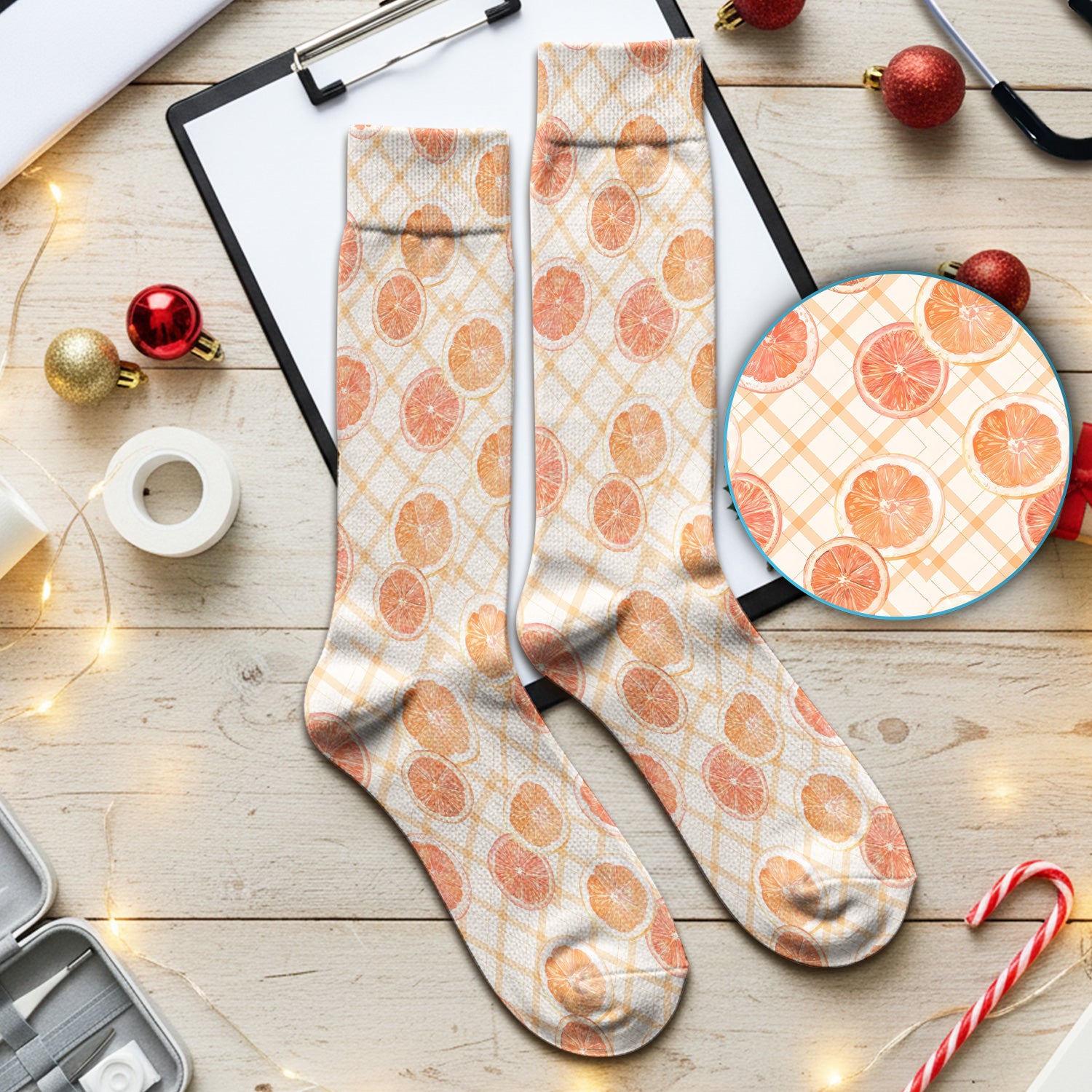 Fresh Grapefruit Slice Summer Fruit Pattern Socks, Adult Socks for Men and Women
