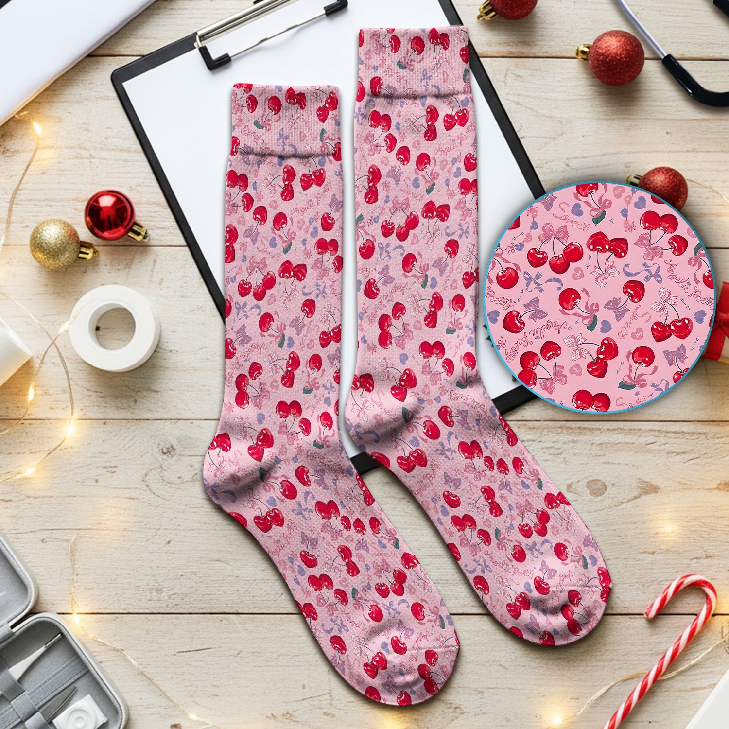 Cherry Blossom Scrub Socks, Sweet Pink Nursing Uniform For Women