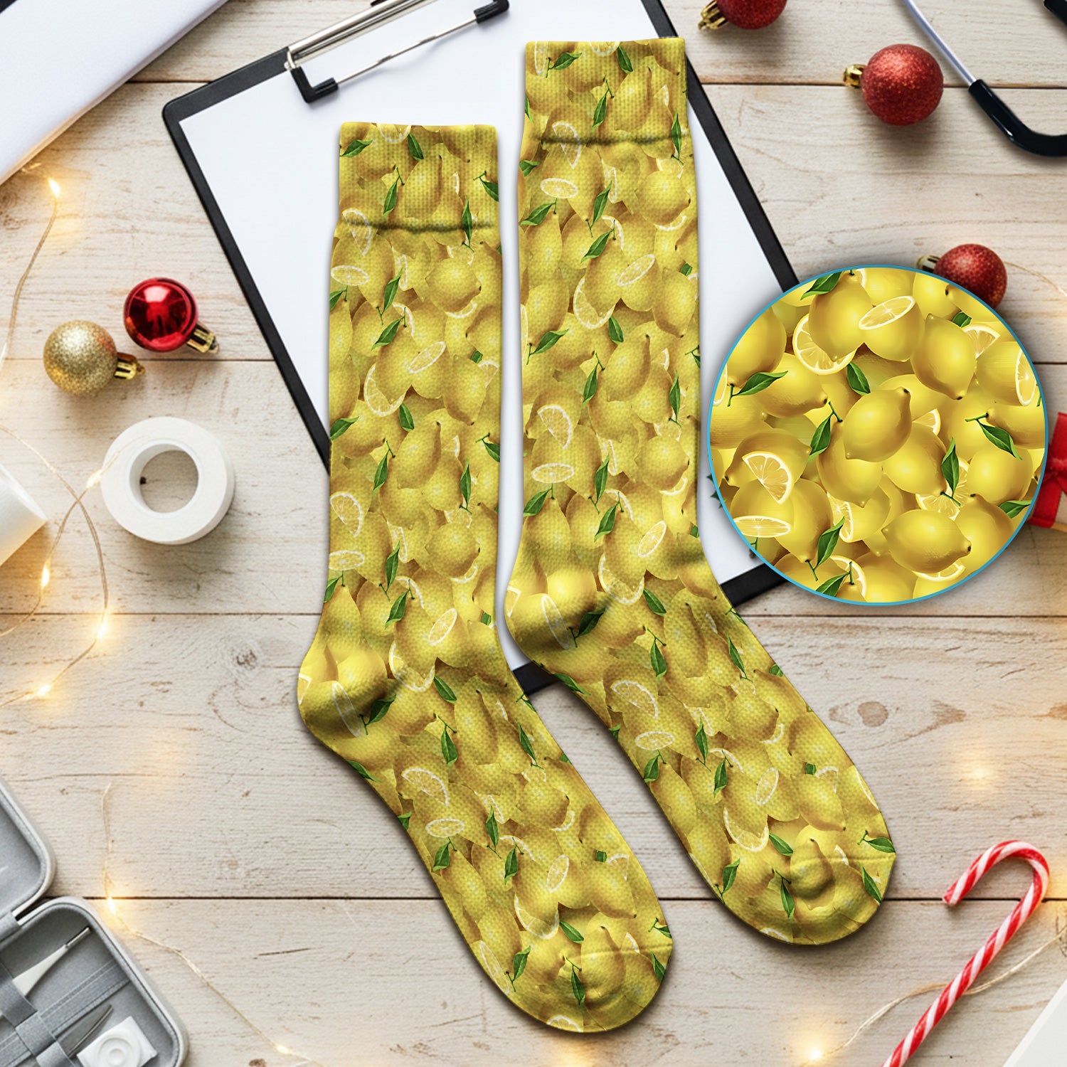 Fresh Lemon Fruit Pattern Socks, Adult Socks for Men and Women