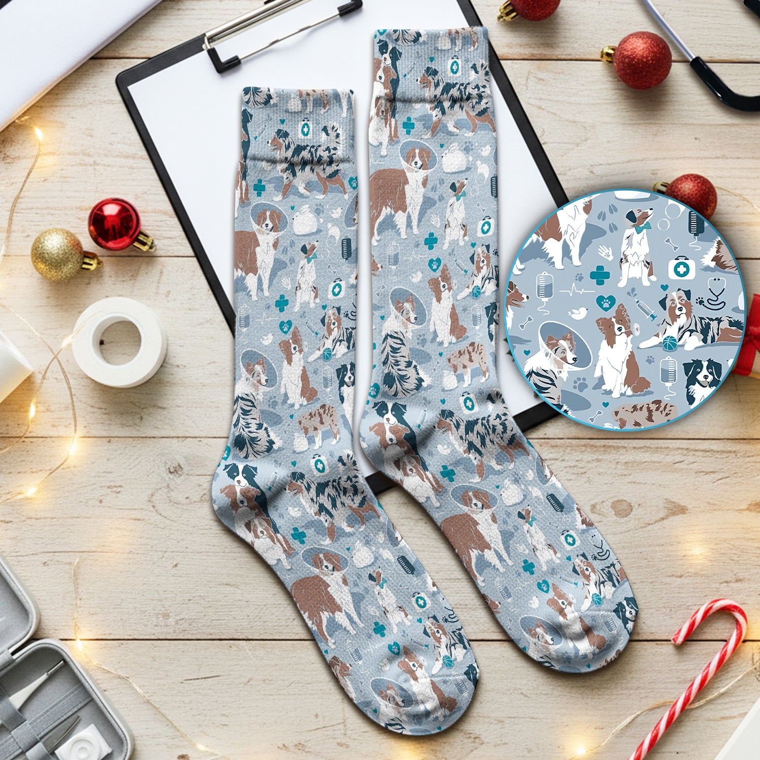 Cute Dog Pattern Veterinary Medical Socks, Socks for Nurse Doctor
