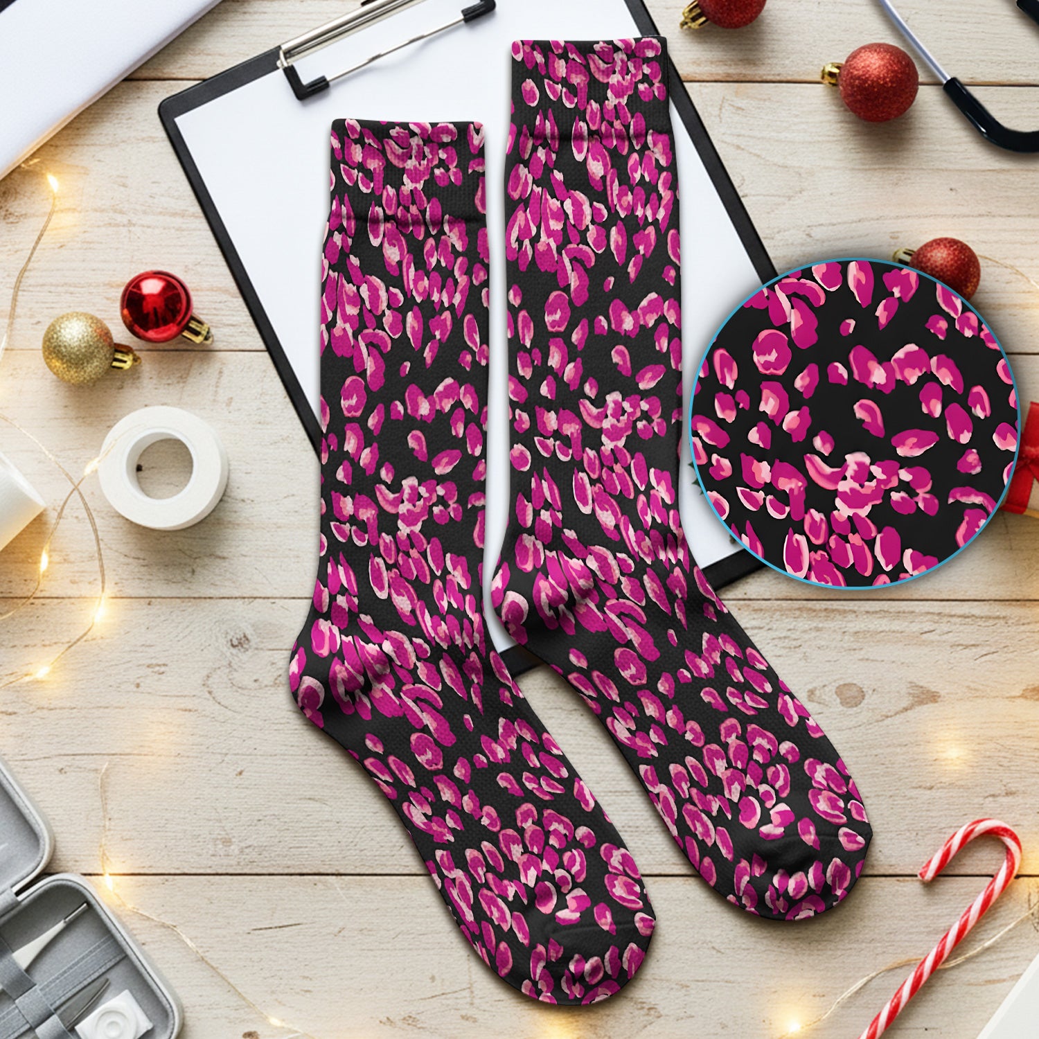 Falling Pink Rose Petals All Over Print Socks, Breathable Fabrics Medical Uniform