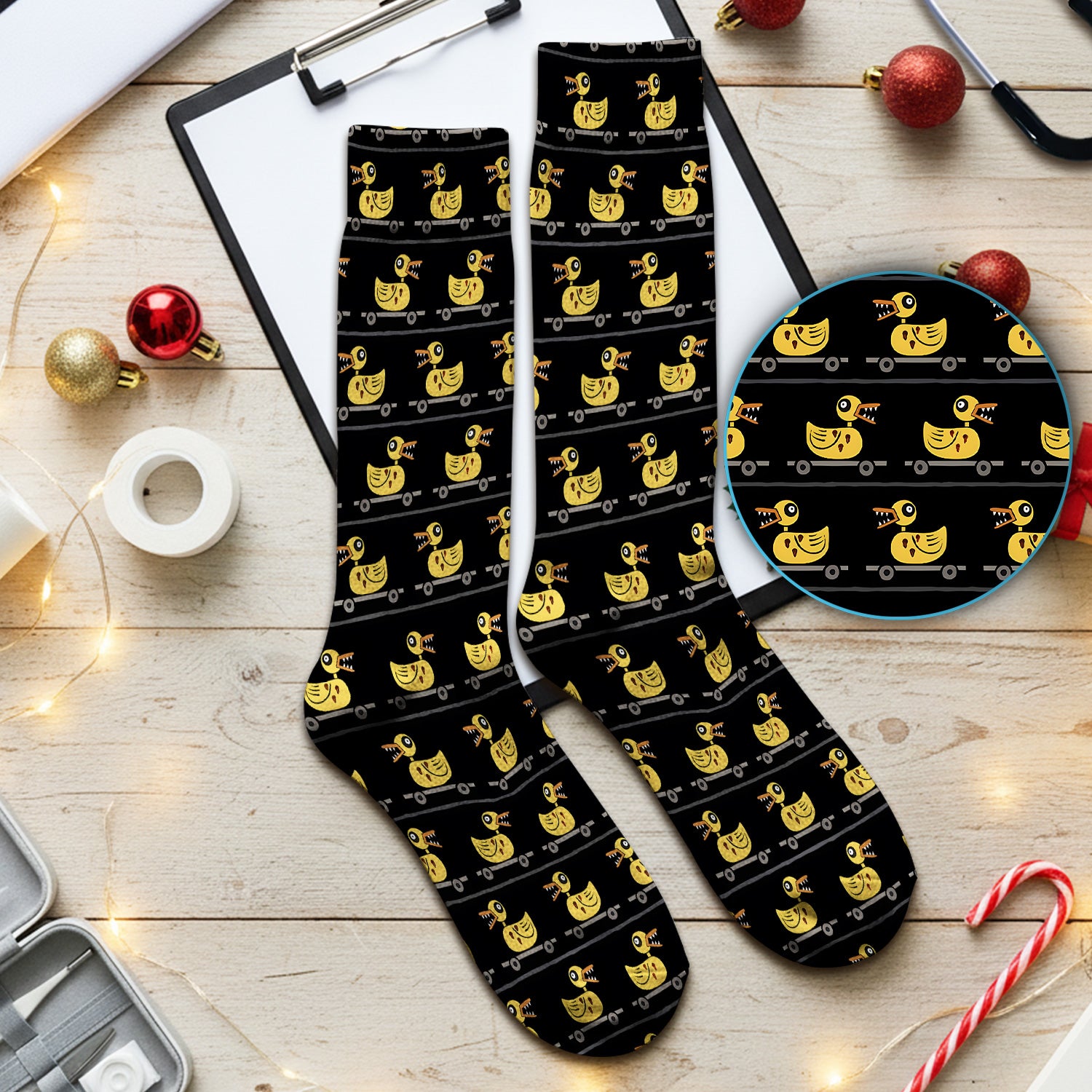 Spooky Rubber Duck Nurse Socks, Cute Creepy Halloween Medical Socks