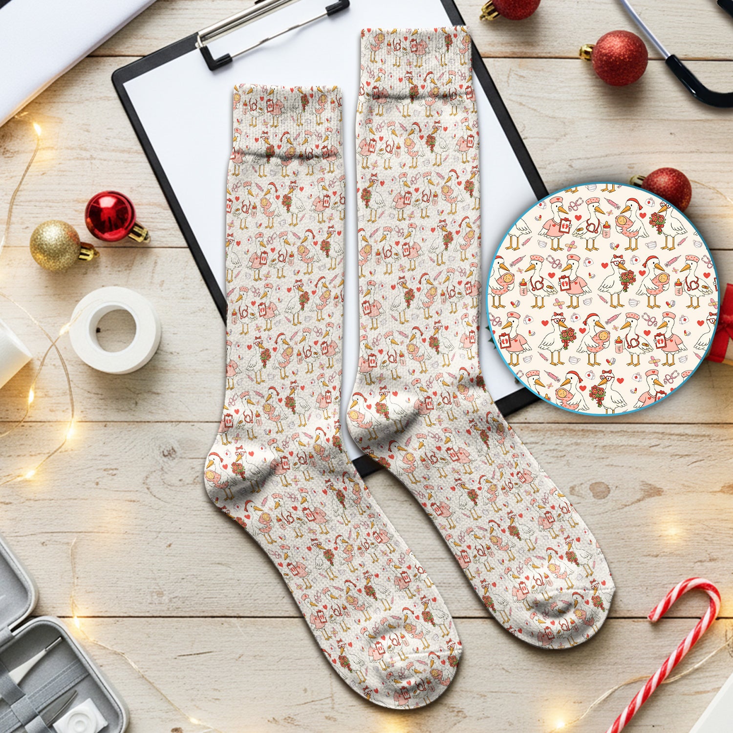 Cute Goose Nurse Valentine Design Medical, Socks for Nurse Doctor